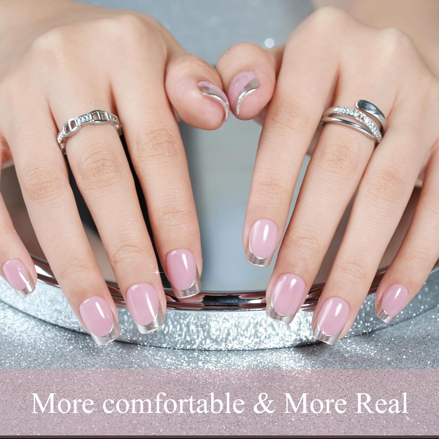 Press On Nails - Short 5 Styles | 160Pcs Acrylic Fake Nails with Chrome, Rainbow & Cat Eye Designs