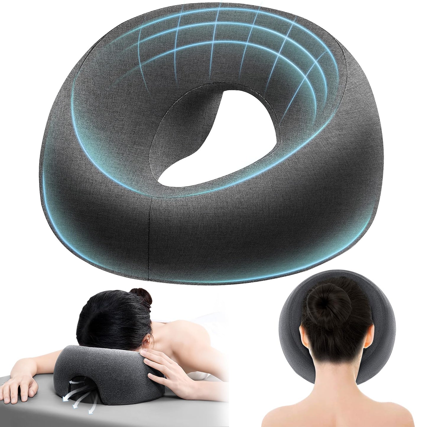 Goldencivetcat Face Down Pillow for Massage Table,Massage Headrest for Bed,Stomach Sleeping,BBL Pillow After Surgery,Post-Eye Surgery Recovery,Tanning Pillow with Removable Cover