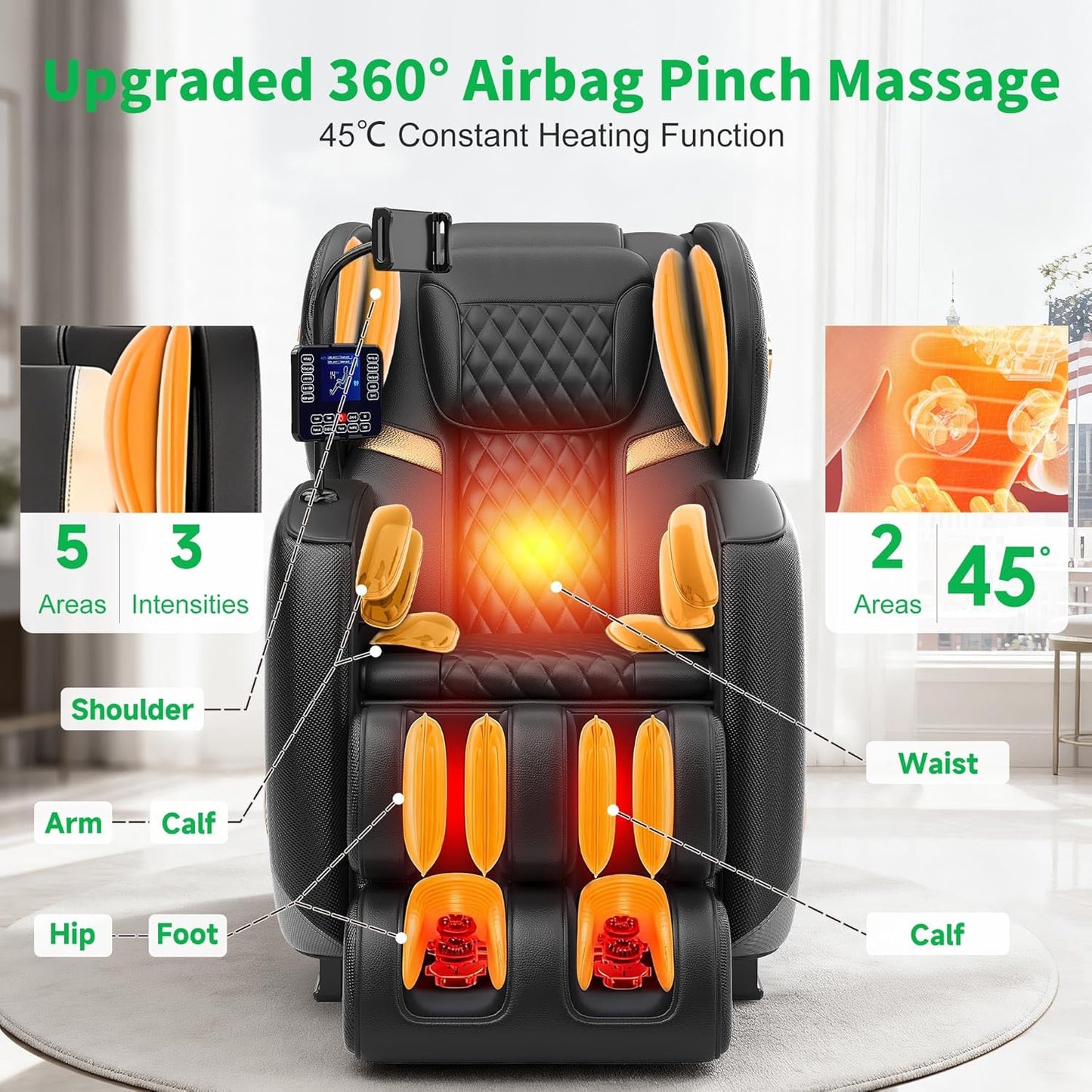Full Body Massage Chair - Zero Gravity Recliner with 10 Massage Points, Heat, Airbags & Bluetooth Speaker | 2026 Model