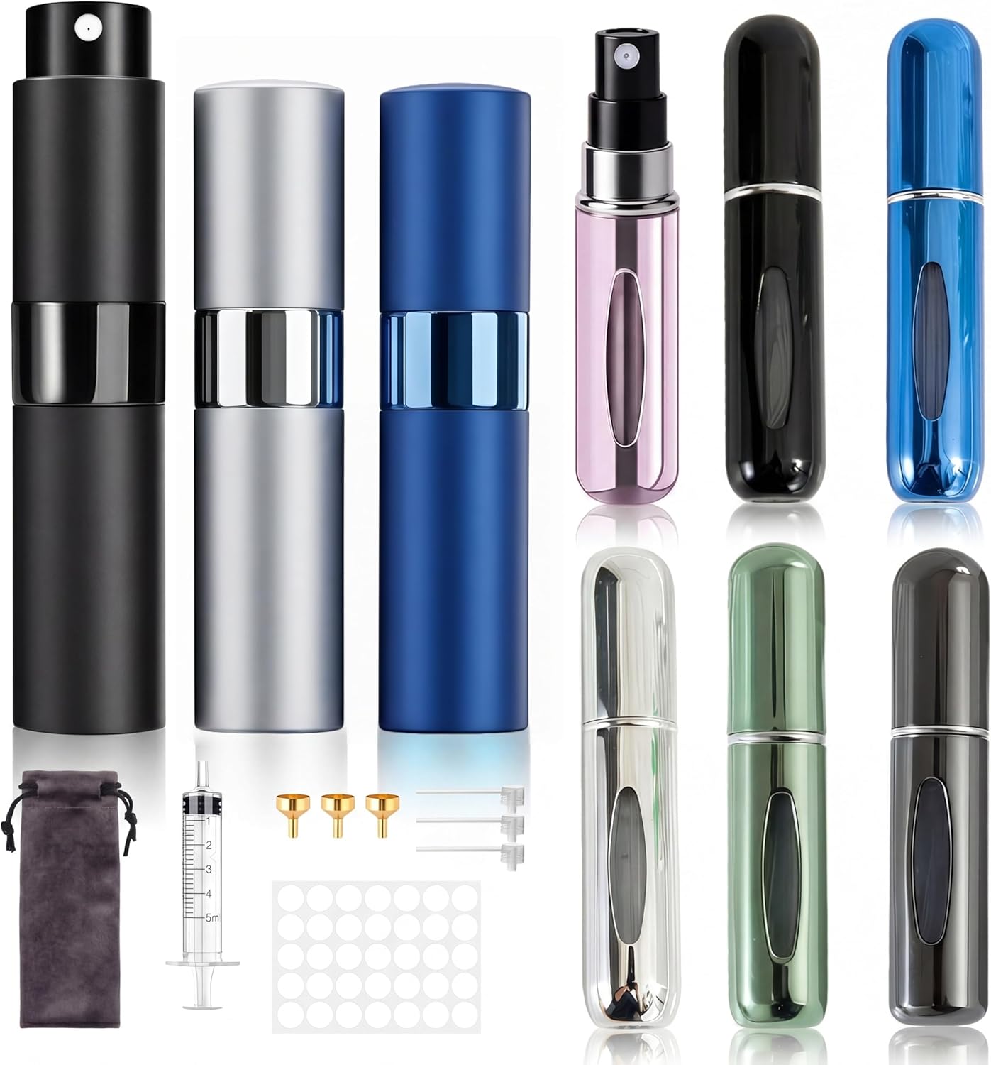 Refillable Perfume Travel Spray Bottle Set - 8ml & 5ml Mini Atomizers | Portable Cologne Dispenser for Men & Women (9 Pcs)