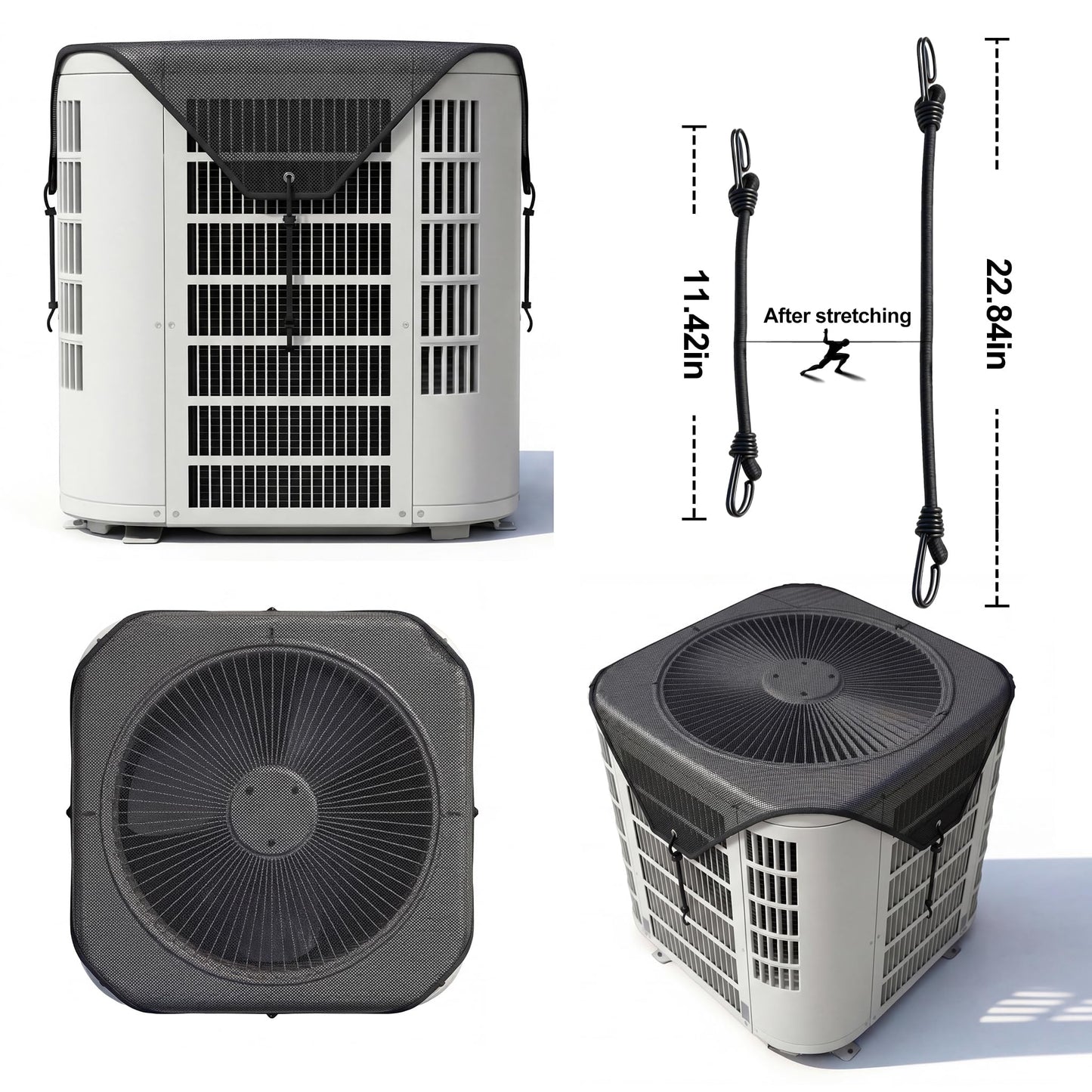Moorrlii Air Conditioner Cover, AC Cover for Outside Unit with Zipper & Air Vents, Waterproof, UV Resistant, Universal Fit for Most Central Air Conditioner Condensers (Black-basic, 36'' x 36'')