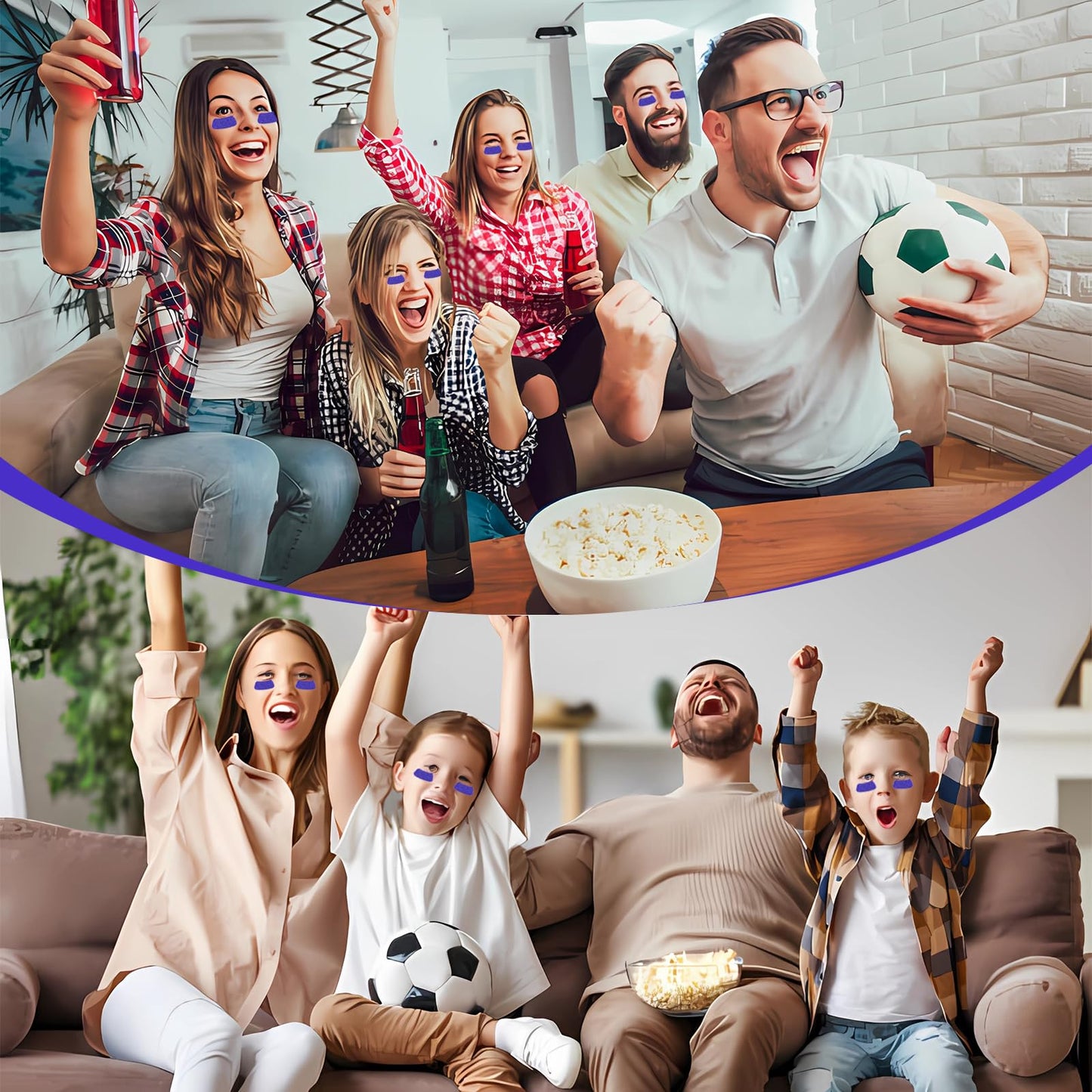 120 Pcs Purple Eye Black Stickers for Kids Glitter Eye Strips Football Eye Stickers Adhesive Softball EyeBlack Sticker for Football, Baseball, Softball Sports Occasion (Purple)