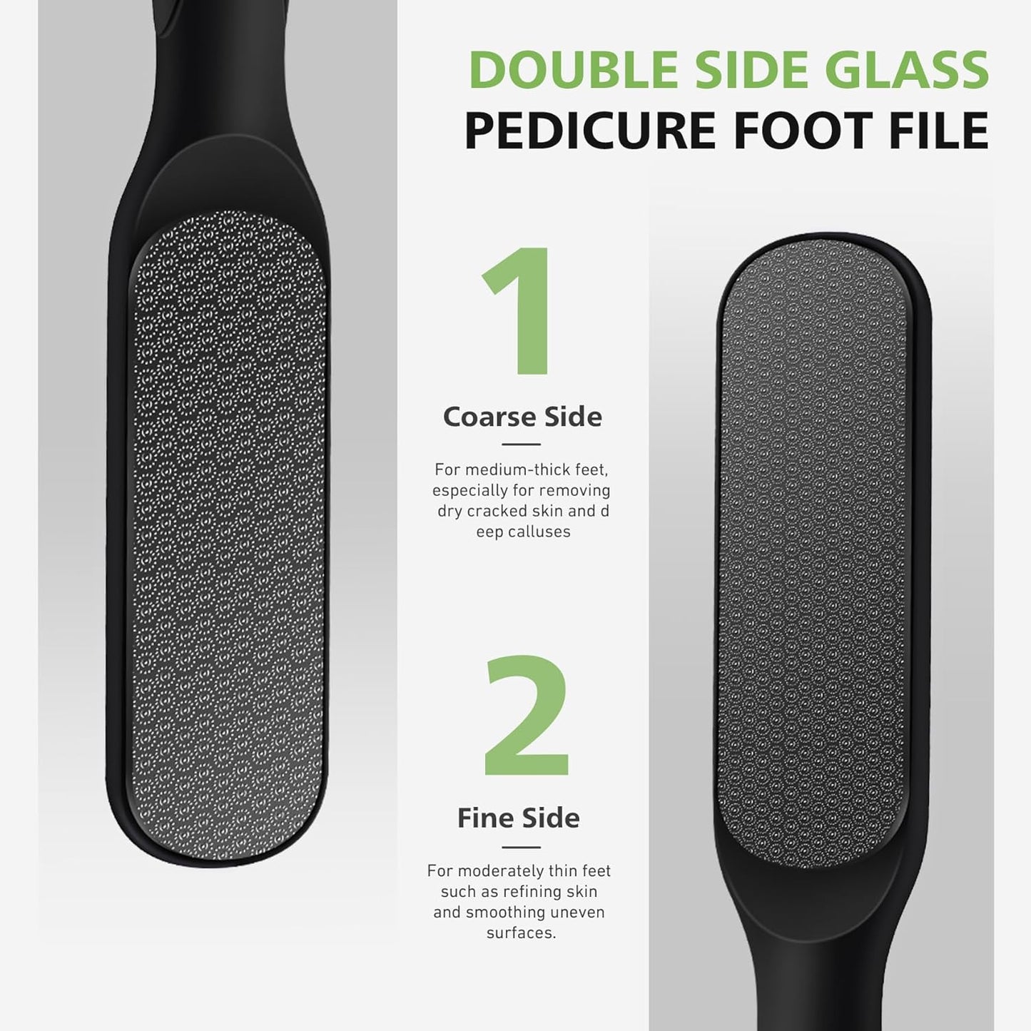 Nano Glass Foot File - Hard Skin Remover & Callus Scrubber | Durable Pedicure Tool for Soft, Smooth Feet - Black