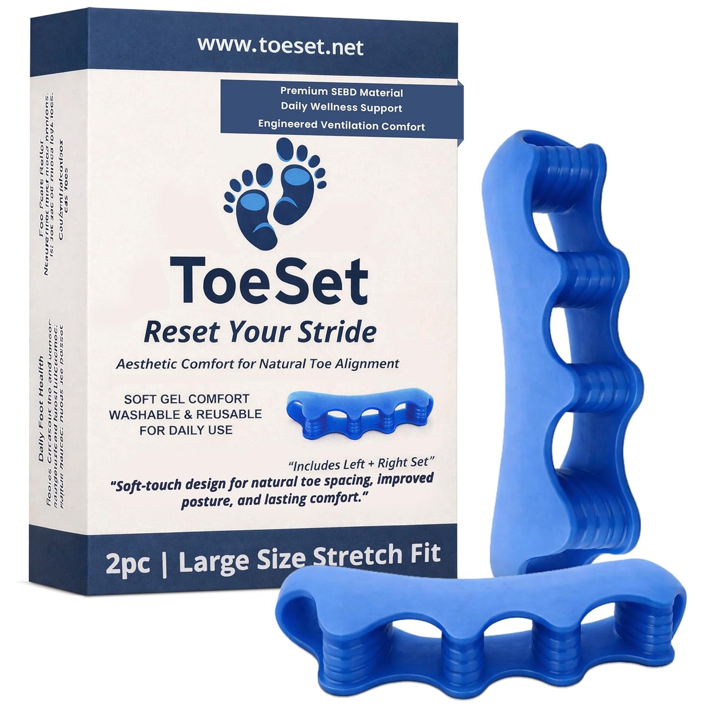 Toe Separators - Soft Gel Spacers for Foot Alignment & Comfort | Large Size