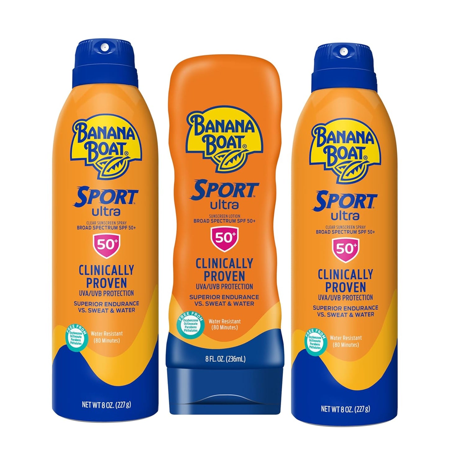Banana Boat Sport Ultra SPF 50 Sunscreen Spray - Water Resistant, Oxybenzone Free | 6oz Twin Pack