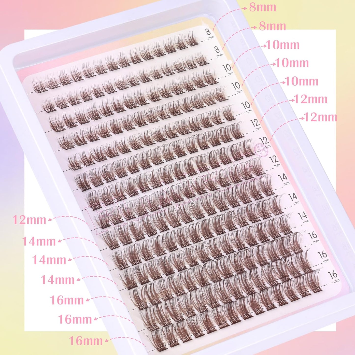 Brown Lash Clusters - Wispy Natural Eyelash Extensions | 196pcs D-Curl DIY Individual Lashes