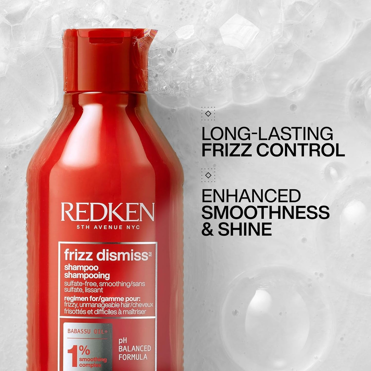 Redken Frizz Dismiss Shampoo - Weightless Frizz Control for Smooth, Shiny Hair | Sulfate-Free Formula