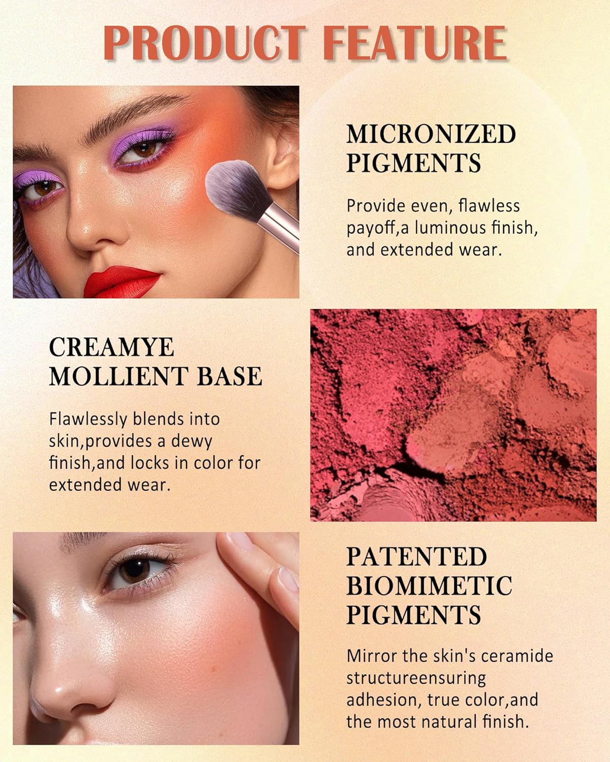Matte Face Blush Palette - 6 Color High Pigment Mineral Blusher | Blendable Contour Powder for Long-Lasting Cheek Color