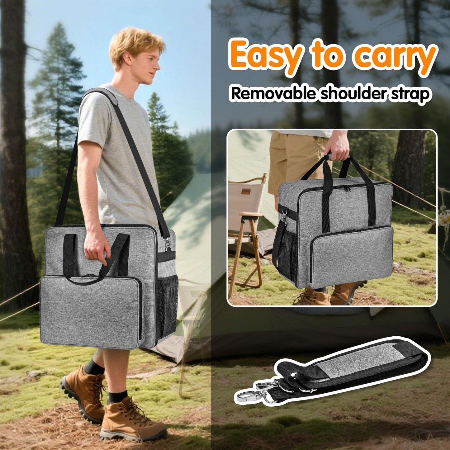 BOHEMIABY 2025Thermal Slushie Machine Carrying Bag, Large Portable Slushie Carrying Case for Ninjaa Fs301 & Fs300, Large Opening Design, Thick Padding, Removable Shoulder Strap, Accessory Bag (Gray)