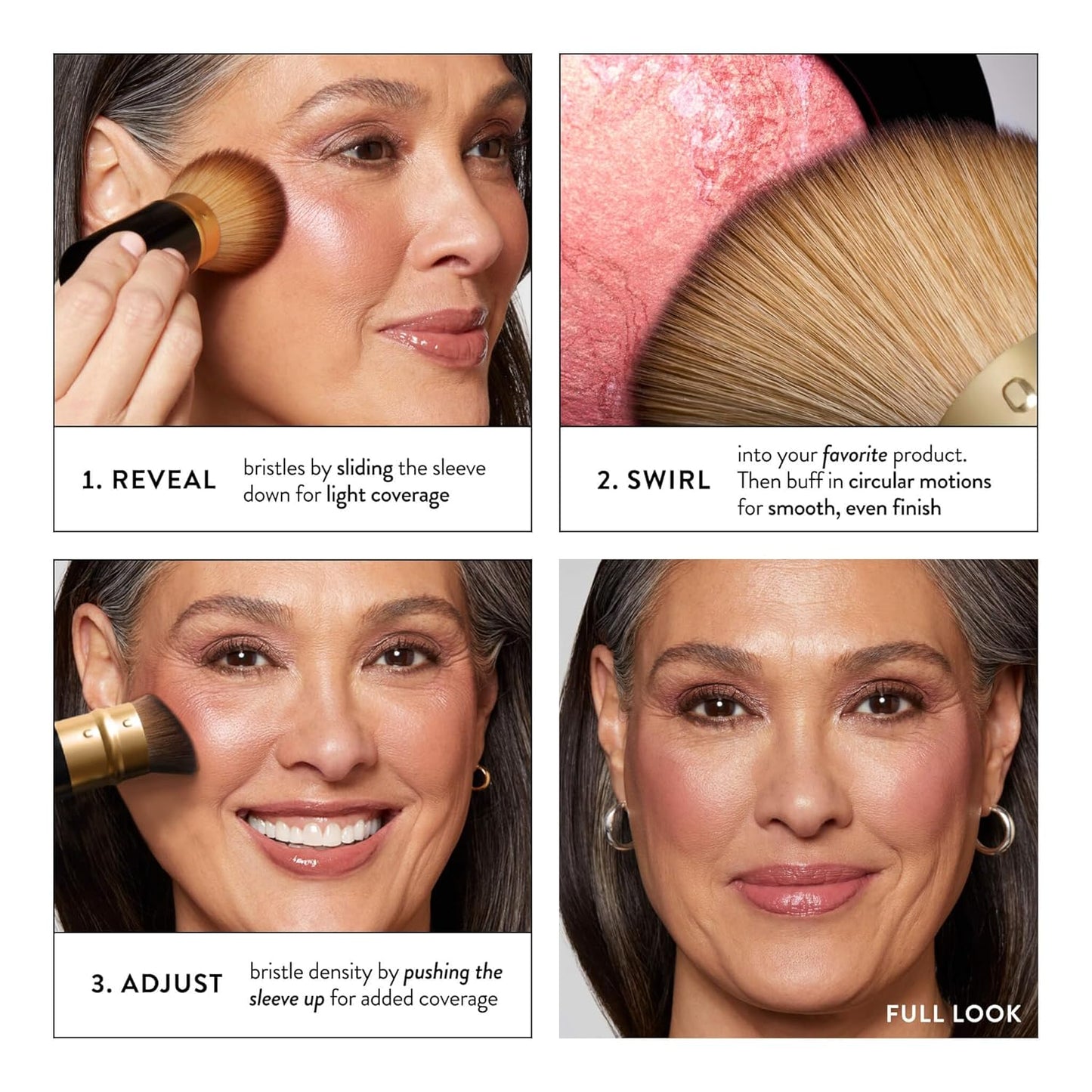Laura Geller Professional Makeup Brushes - Cruelty-Free Retractable Angled Kabuki Brush for Flawless Application
