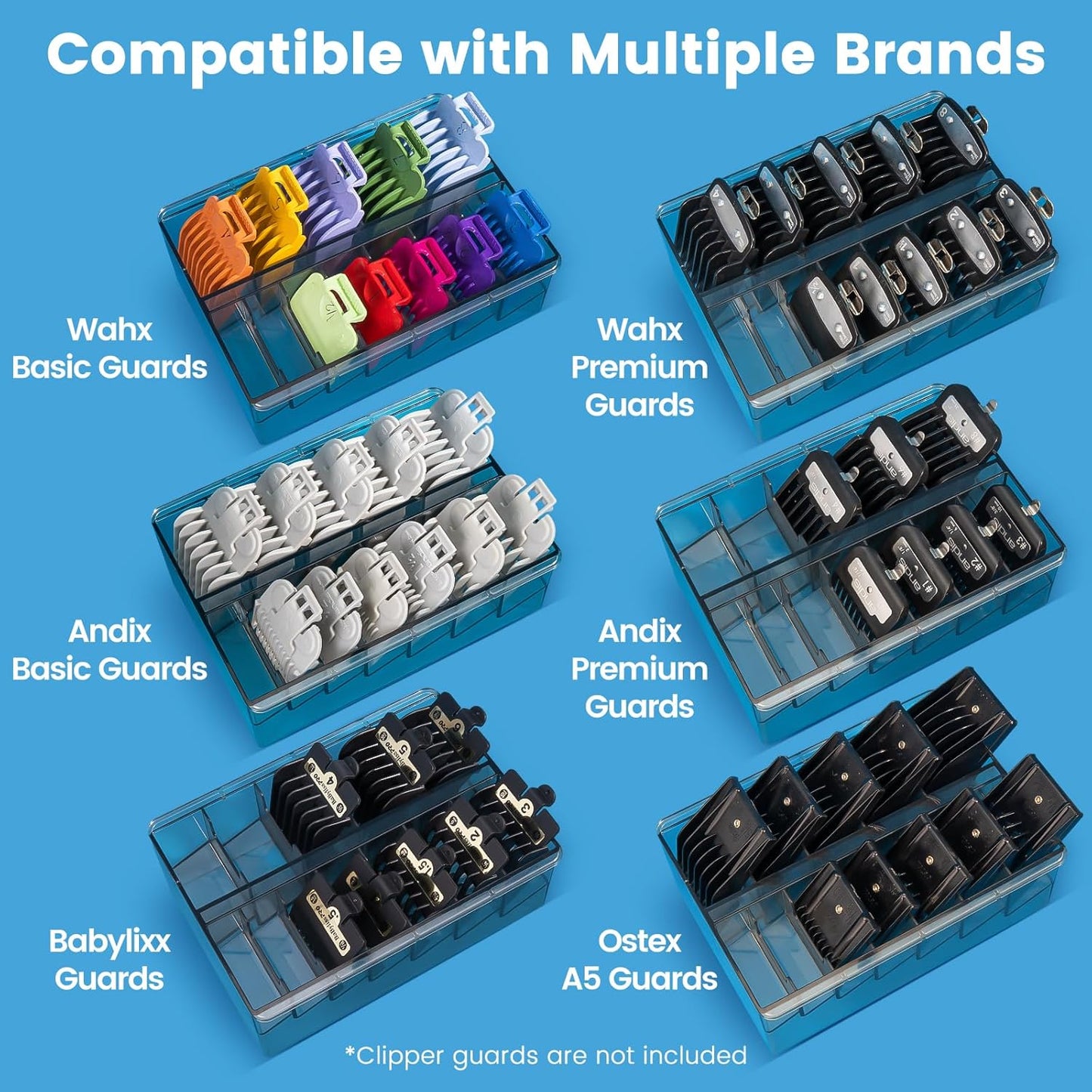 Clipper Guard Holder Organizer - 12 Slot Design, Durable PC Material