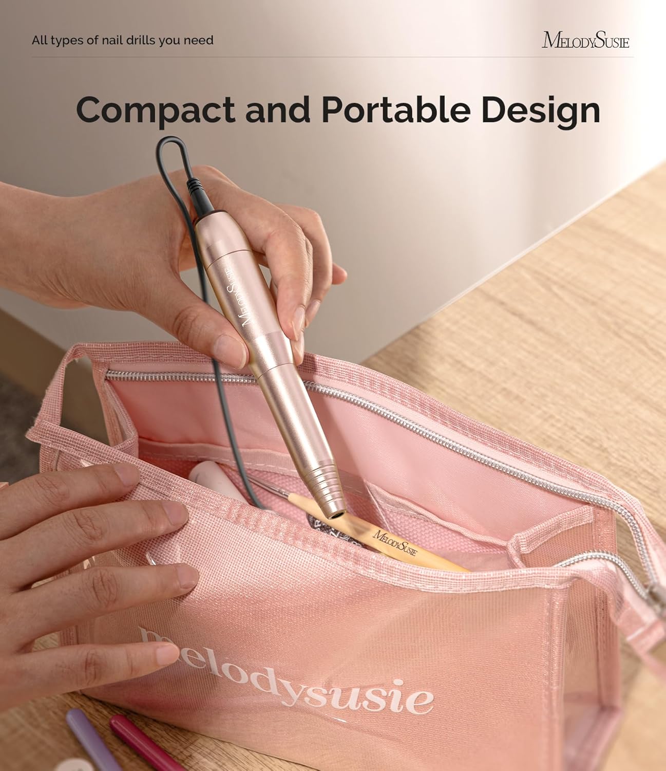 Portable USB Nail Drill - 20000RPM Electric Nail File for Manicure, Polishing & Gel Removal | Compact Design for Home Use