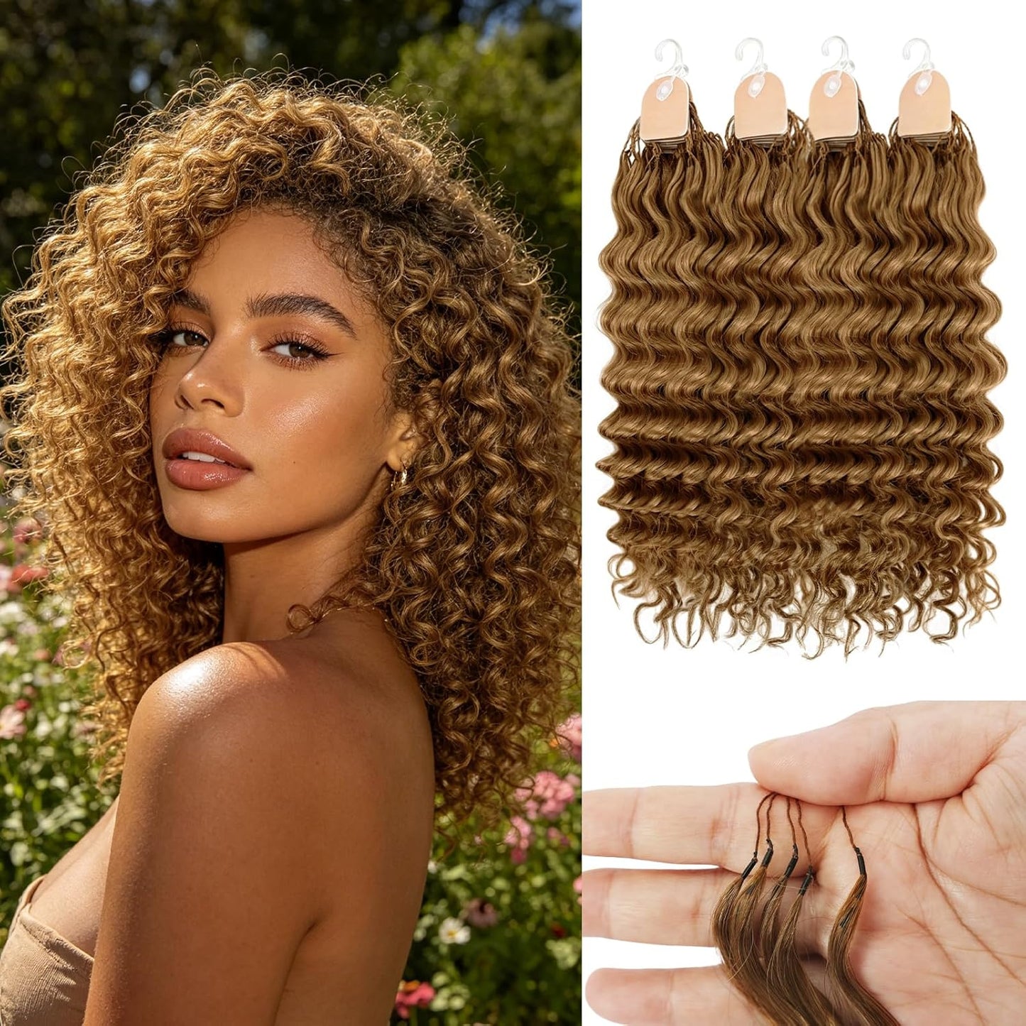 Human Crochet Hair for Black Women - 16 Inch Deep Wave Crochet Hair | Lightweight, Natural Look, 100 Strands