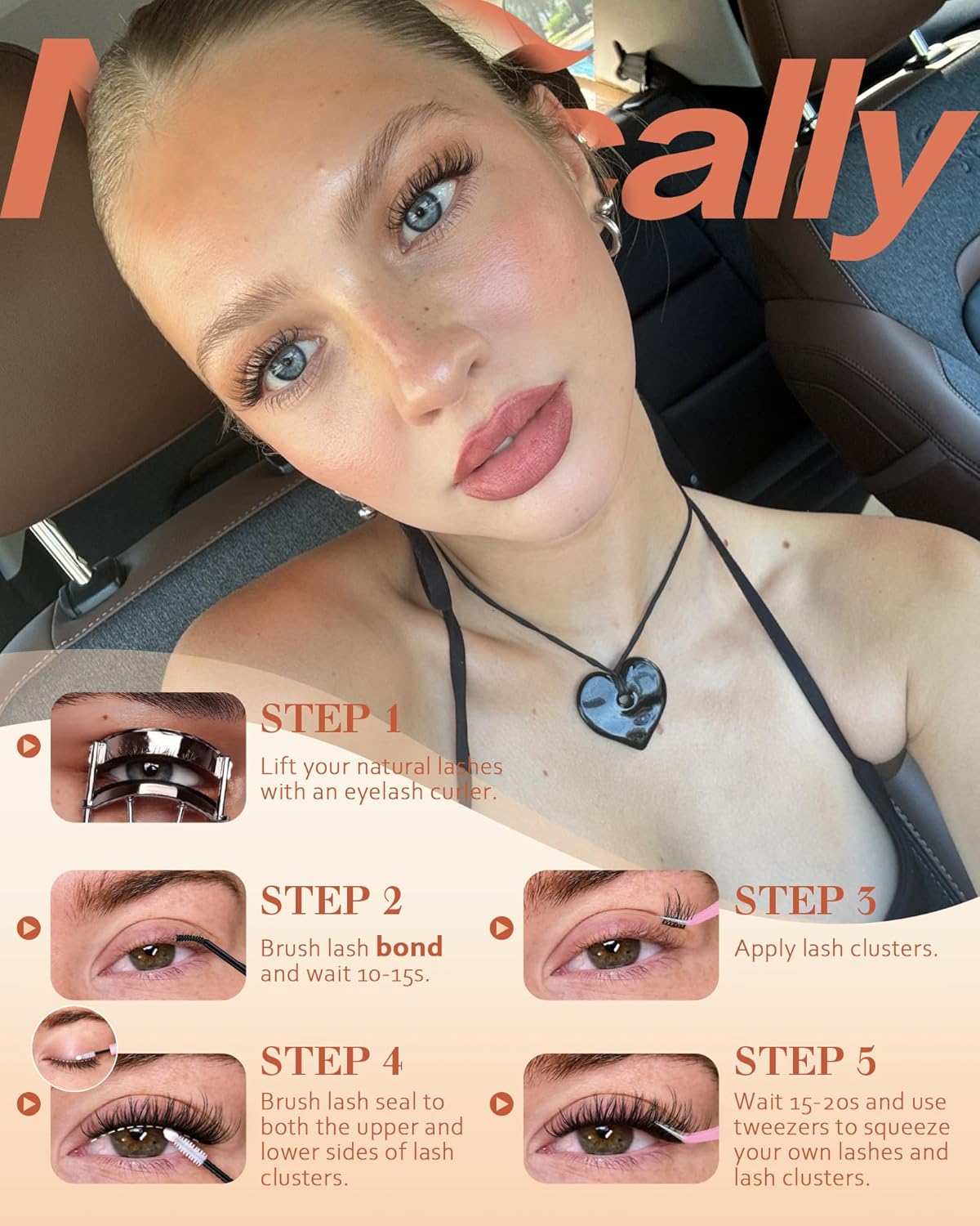 Lash Clusters - Wispy Eyelash Extensions with Clear Band | Natural Look, D-Curl, 8-16MM Individual Lashes