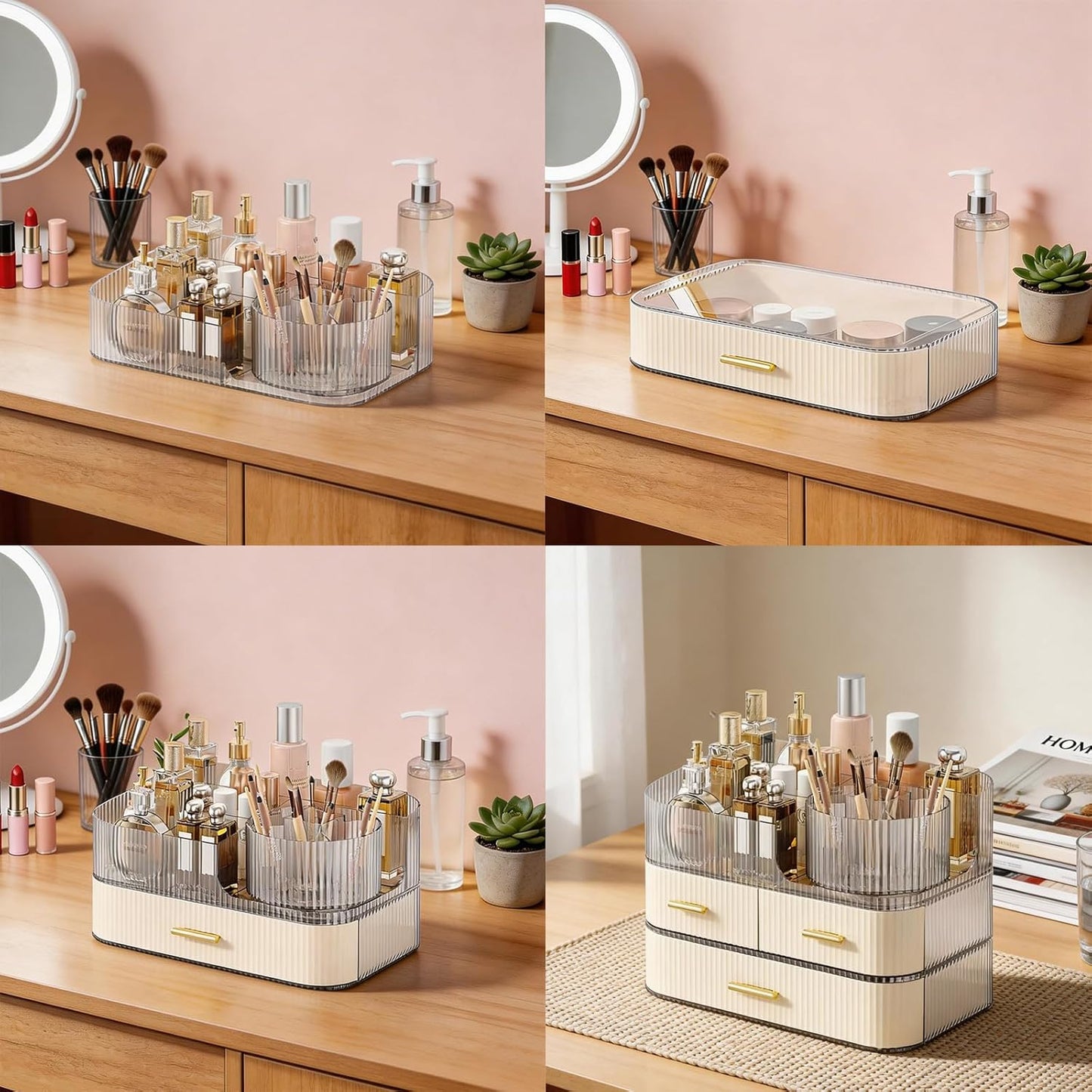 3-Layer Makeup Organizer - Clear Vanity Desk Storage with Drawers & Dividers | Perfect for Skincare & Perfume