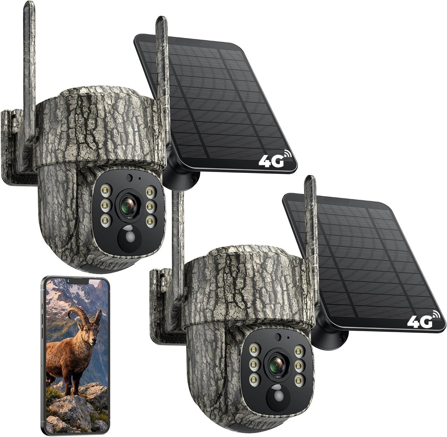 4G LTE Cellular Trail Camera - 360° Live Streaming, Night Vision | 2 Pack with SIM Card Included