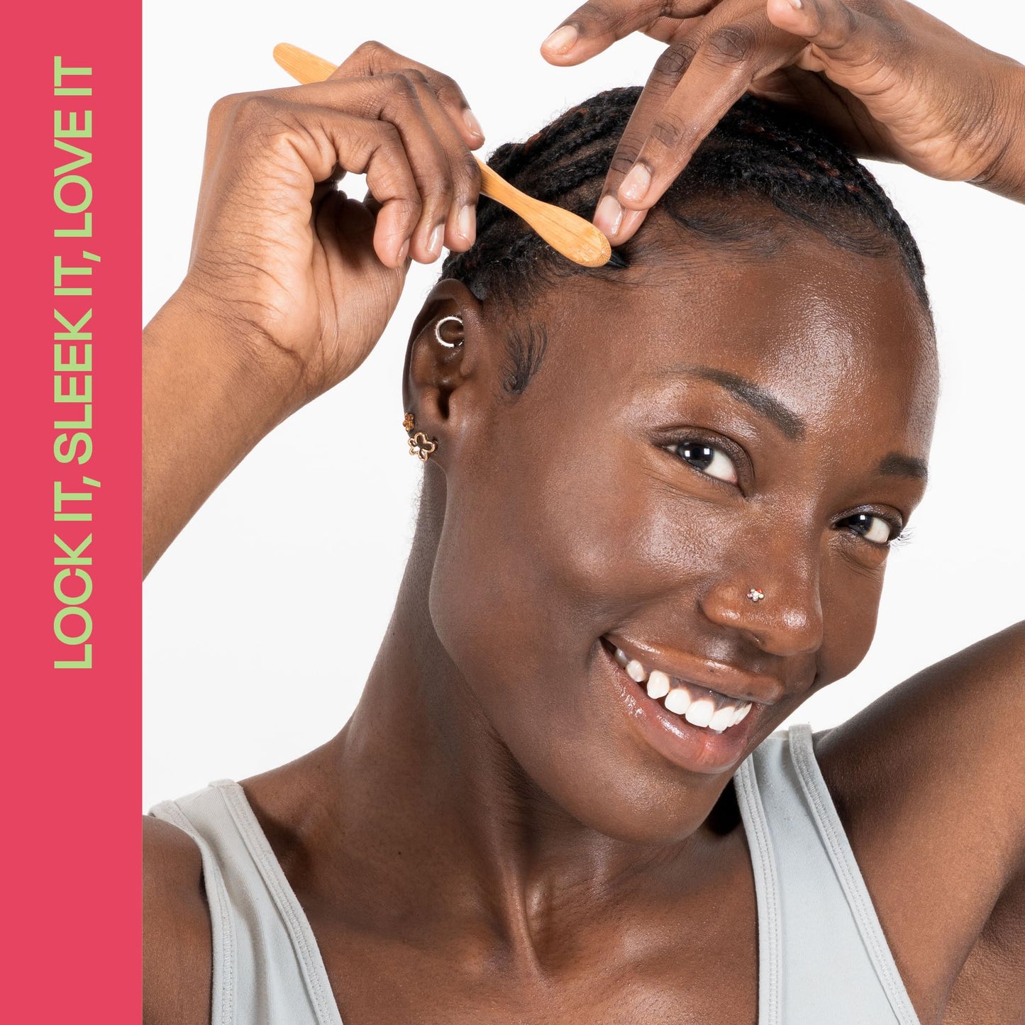 LOCK'N SLEEK Edge Gel, Extreme Hold Edge Control Braiding Gel, Flake Free, Tames Frizz, Itch Free and Smooth Edge, 3 oz (Cherry)