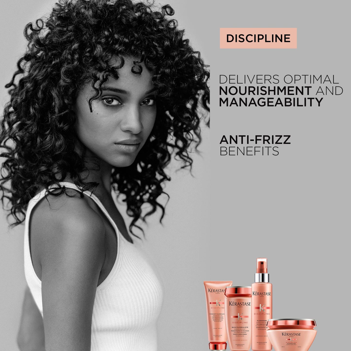 Kerastase Discipline Bain Fluidealiste Shampoo - Sulfate-Free, Smoothing & Hydrating, Frizzy Hair, Softens and Nourishes, 8.5 Fl Oz