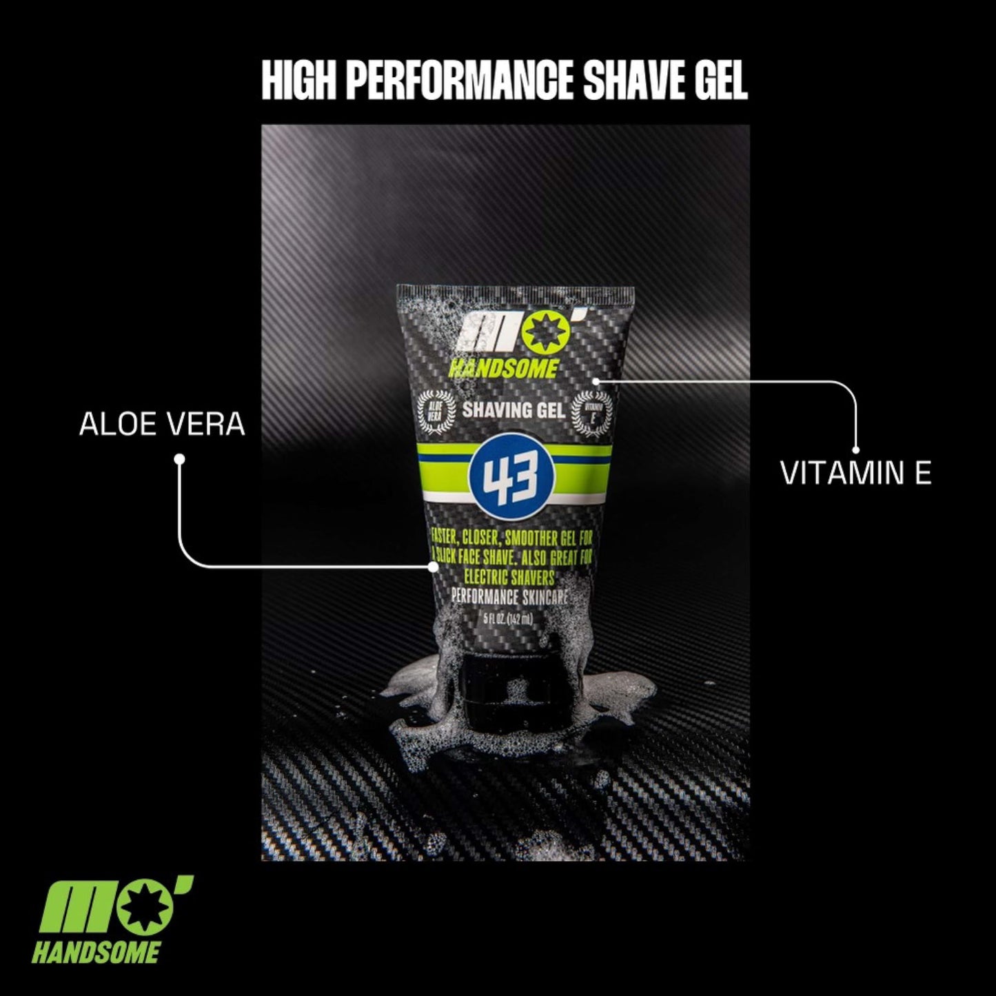Mo' Handsome Premium Shave Gel for Men – Smooth Glide Formula for a Close Shave – Use with Razor Blades or Wet/Dry Electric Shavers – Hydrating & Skin-Soothing, Aloe Vera & Vitamin E