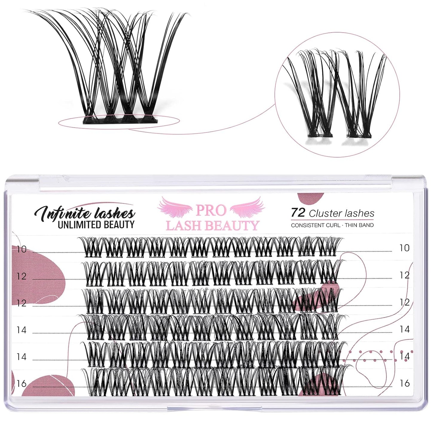 Lash Clusters - 72 Pcs DIY Individual Cluster Lashes | Volume Wispy 8-16mm, Soft & Reusable