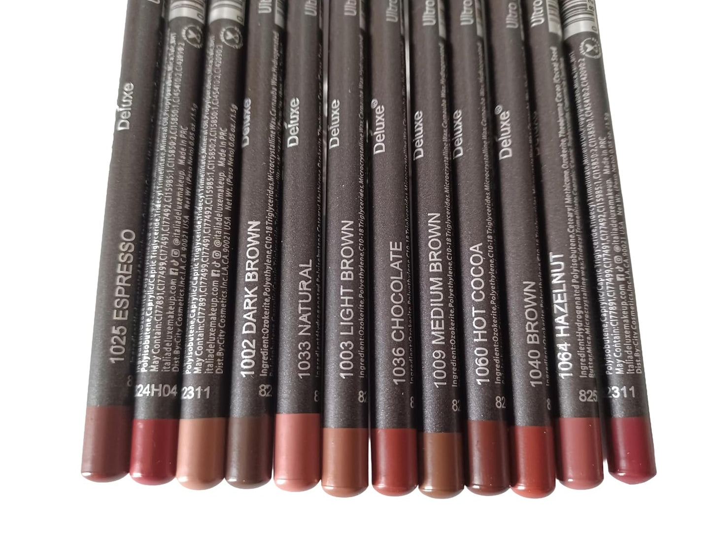 Ultra Fine Lip & Eye Liner Set - 12pc Brown Makeup Collection
