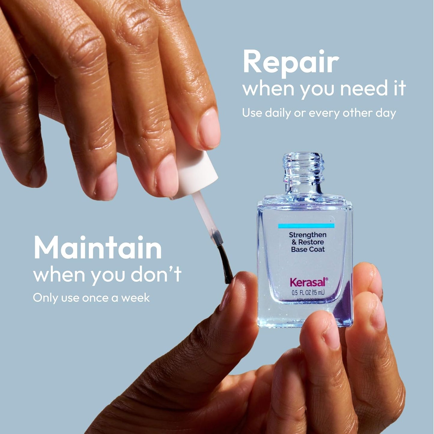 Kerasal Nail Strengthening Base Coat - Hydrolyzed Keratin & Hyaluronic Acid | 0.5 Oz
