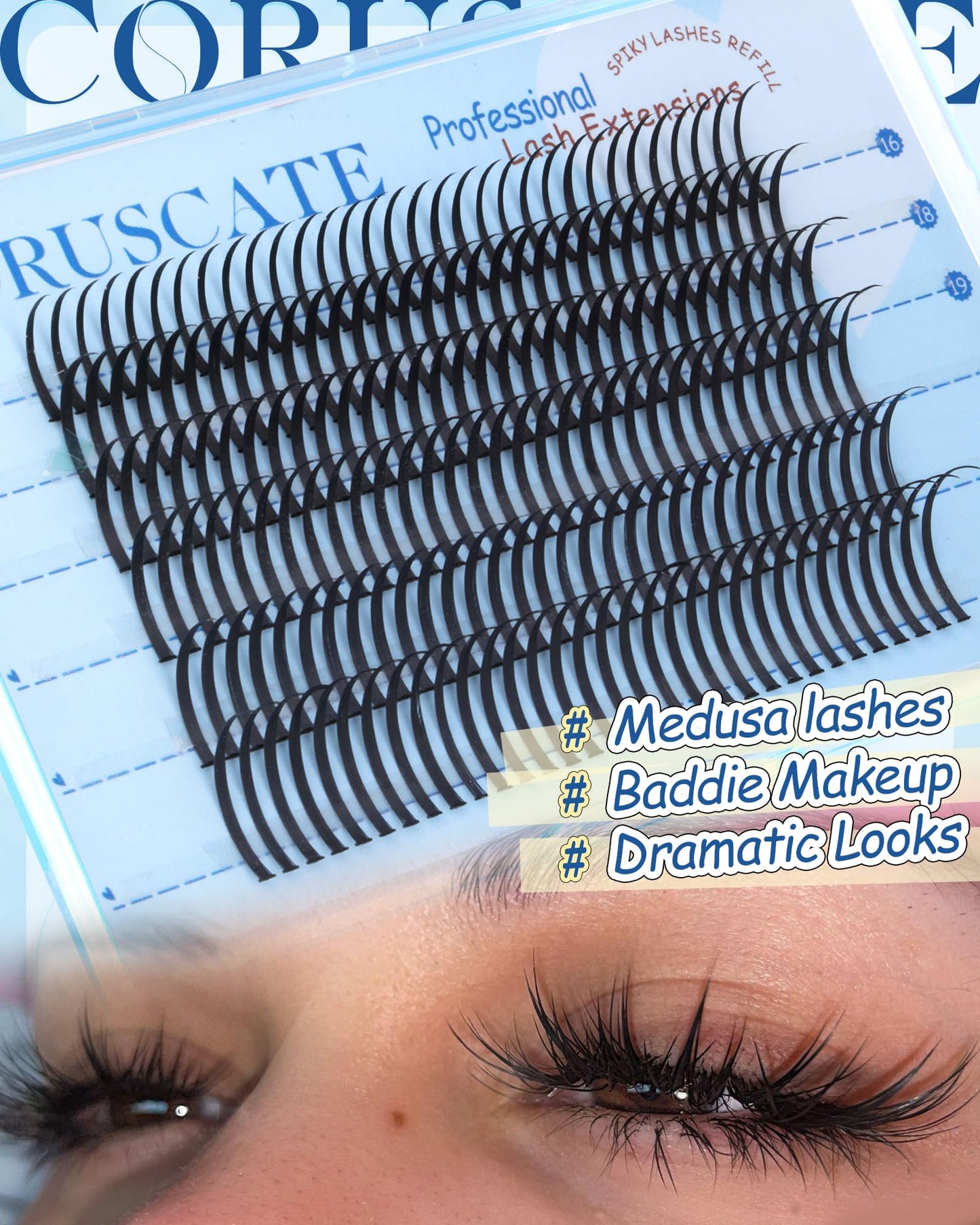 CORUSCATE Lash Clusters Spikes 16mm-22mm Lash Spikes Fairy Eyelash Spiky