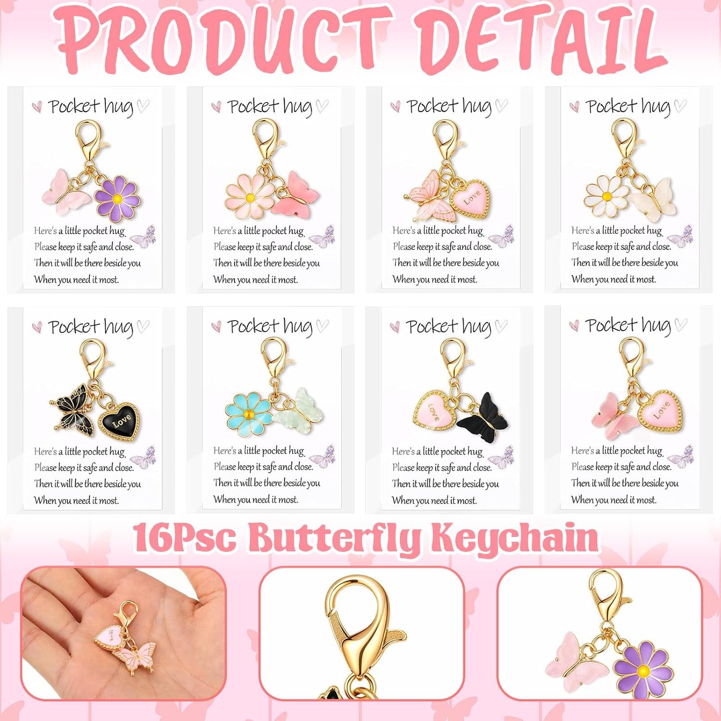 Butterfly Keychain Set - 16 Mini Keychains in 8 Styles | Perfect Party Favors & Gifts for Women