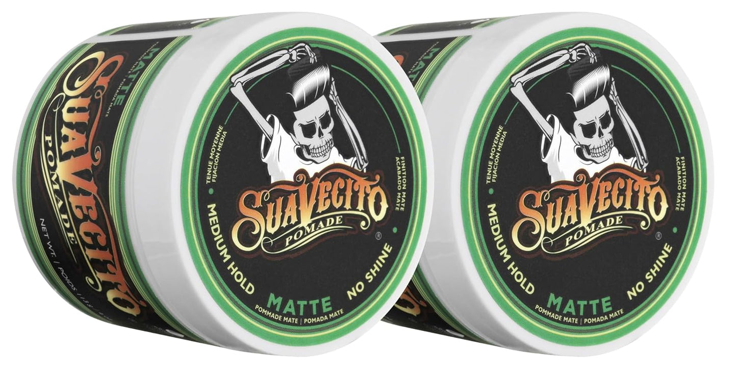 Suavecito Pomade - Matte Hair Paste For Men | Medium Hold, Shine-Free, 4 oz, 2 Pack