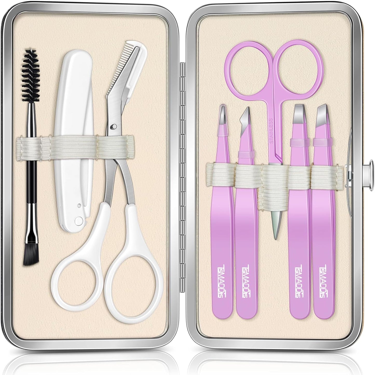 Eyebrow Kit - 8-In-1 Eyebrow Trimmer, Scissors, Tweezers & Razor | Travel Bag Included