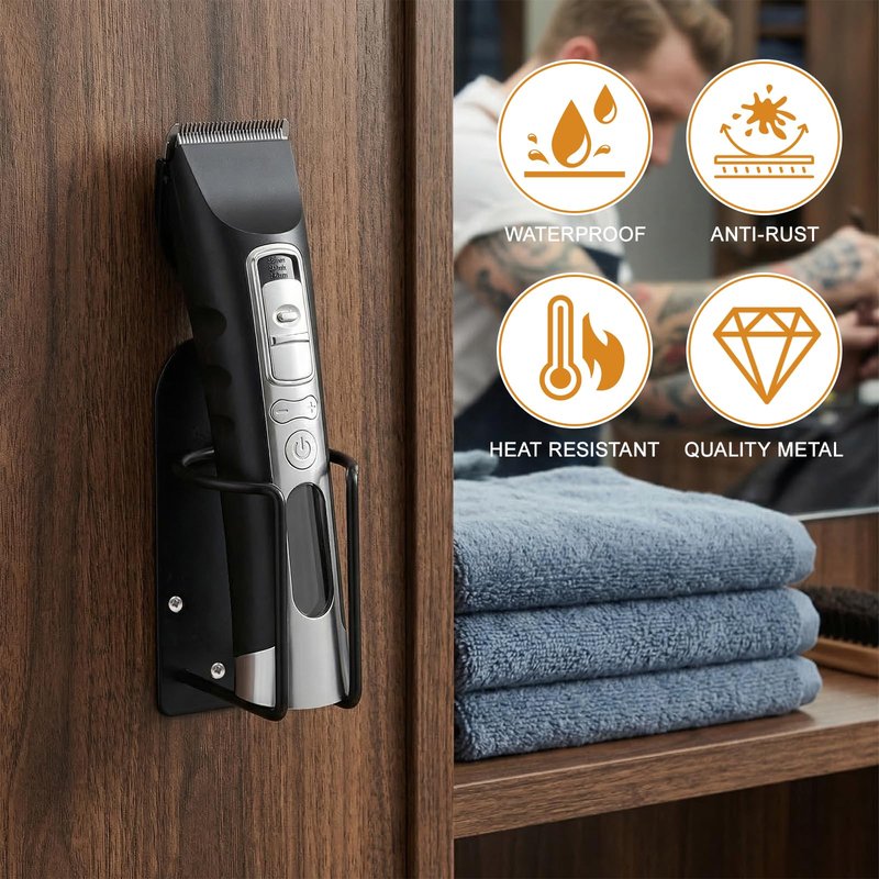 Didiseaon Stainless Steel Barber Hair Clipper Holder Wall Mounted Tool Organizer for Salon Accessories Lightweight Sturdy Electric Shaver Stand for Home Barber Shop Use Aesthetic Hair Tool Rack