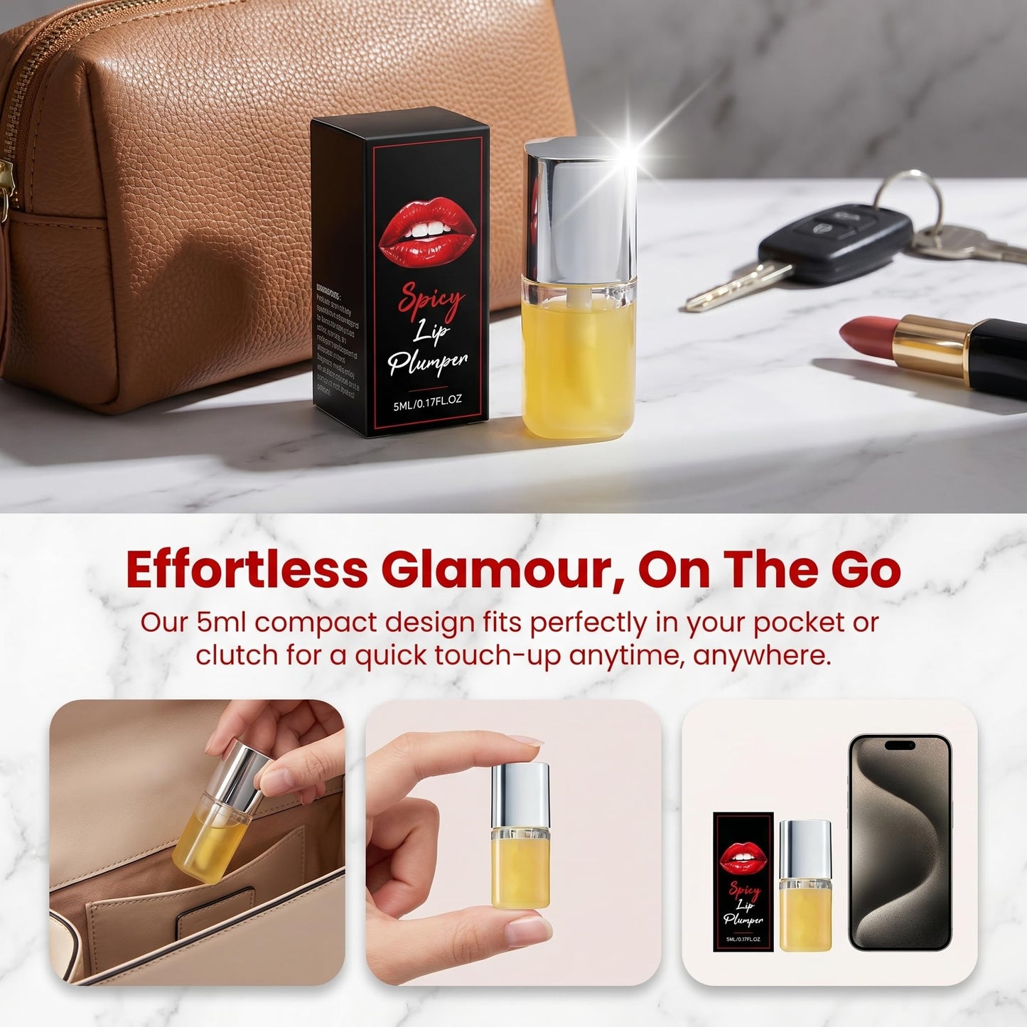 SLTCZHTZEP Spicy Plumping Lip Oil, Moisturizing Lip Plumper Gloss for Fuller Looking Lips & Fine Lines,5ml 2PCS