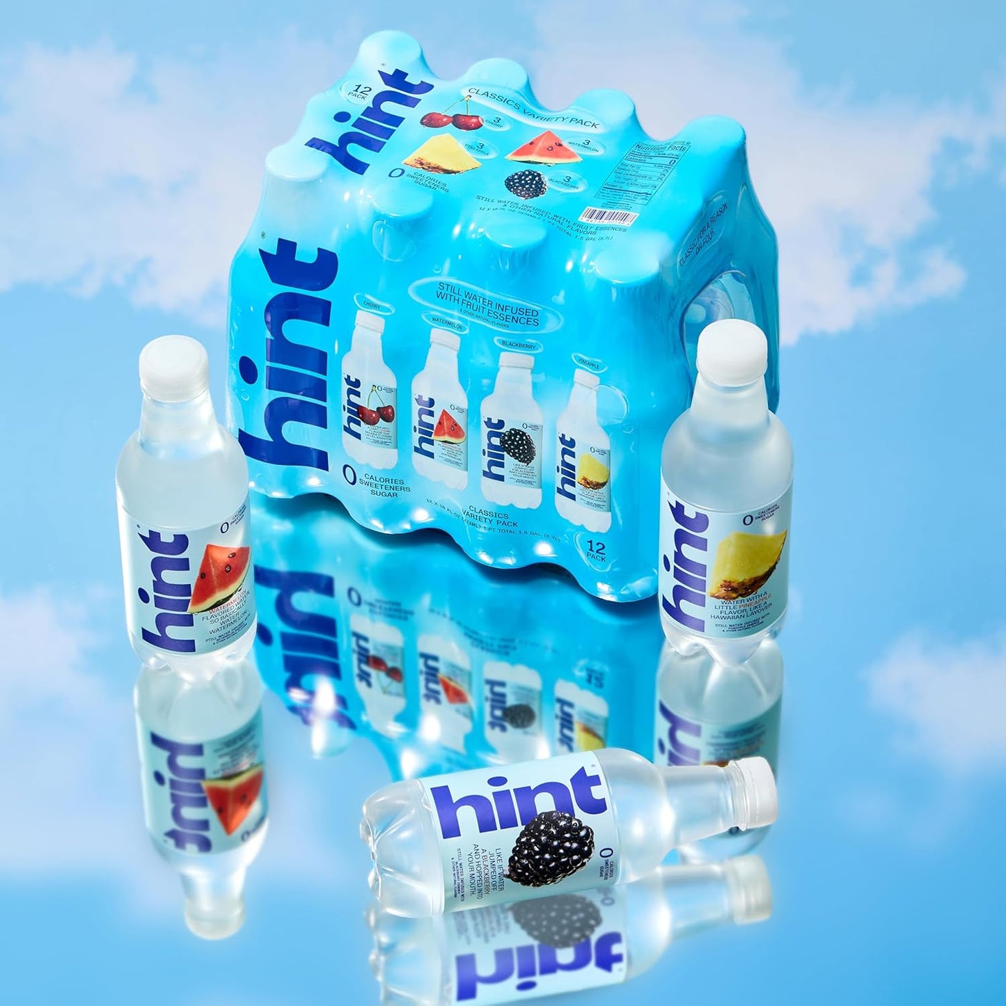 Hint Infused Bottled Water Variety Pack - Sugar-Free, Zero Calorie Natural Flavors | 16 Fl Oz (Pack of 12)