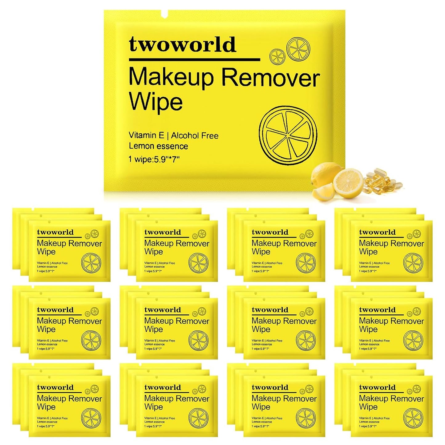 Makeup Remover Wipes - Gentle Travel Cleansing Wipes for Face | Individually Wrapped, Cucumber Scent, Pack of 50