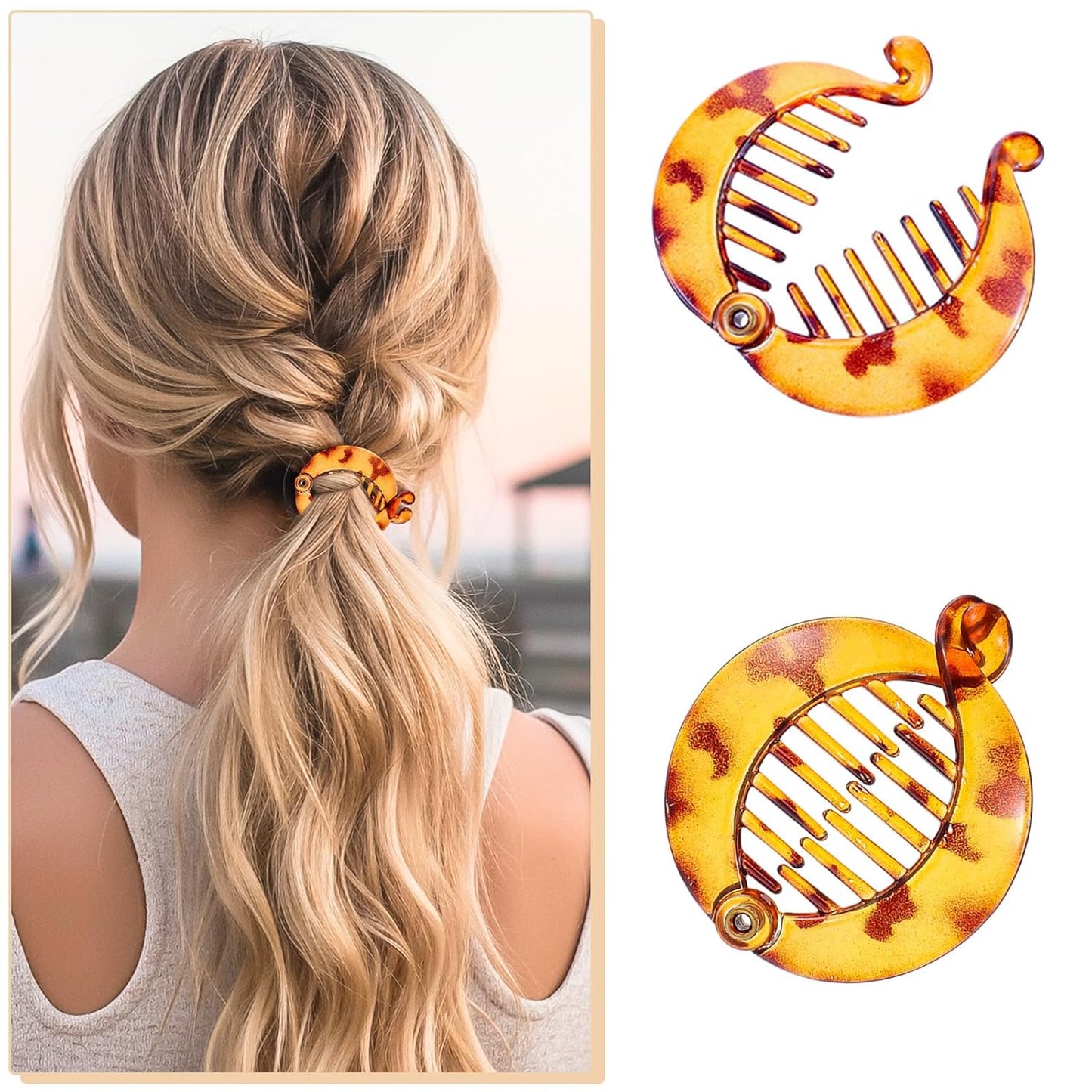 Small Banana Clips for Hair - 6 Multicolor Non-Slip Fishtail Combs | Cute Round Ponytail Holders for Women and Girls