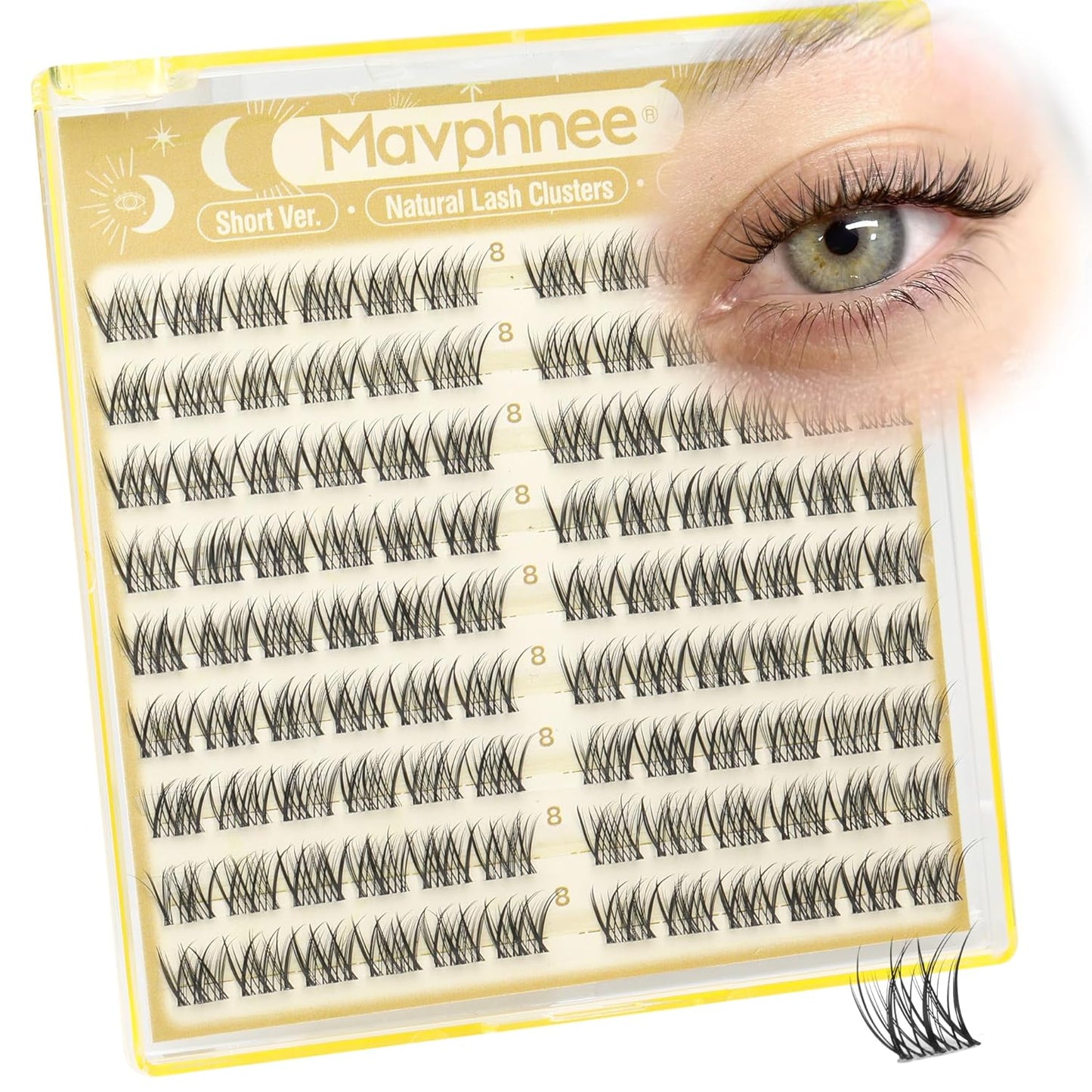 Natural Cluster Eyelash Extensions - Short Lash Clusters 8-10-12MM | CC-Curly Wispy Individual Lashes, 144 Pcs