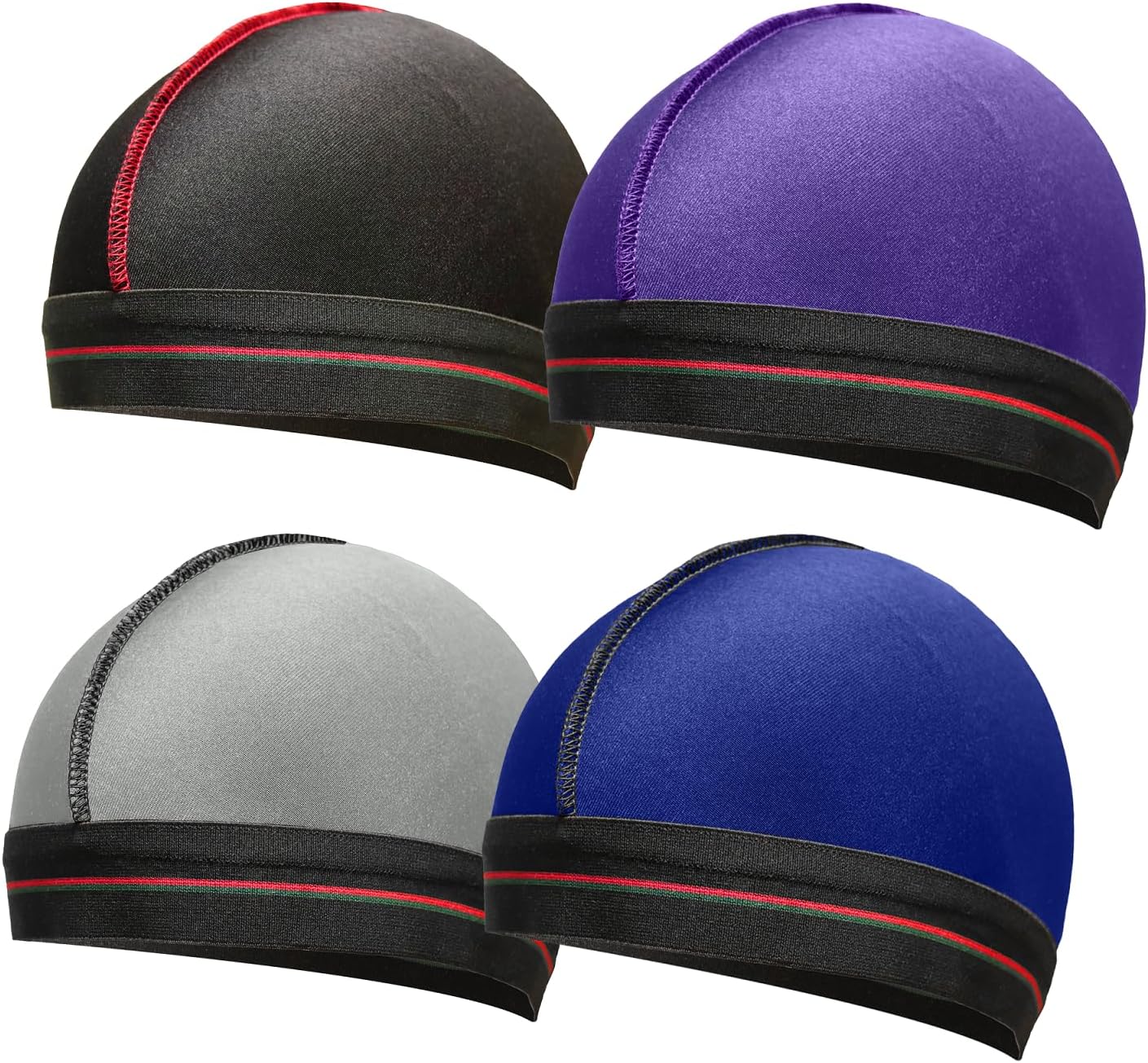 Silky Stocking Cap for Men & Women - Black Compression Wave Cap for 360 Waves | 4-Piece Set