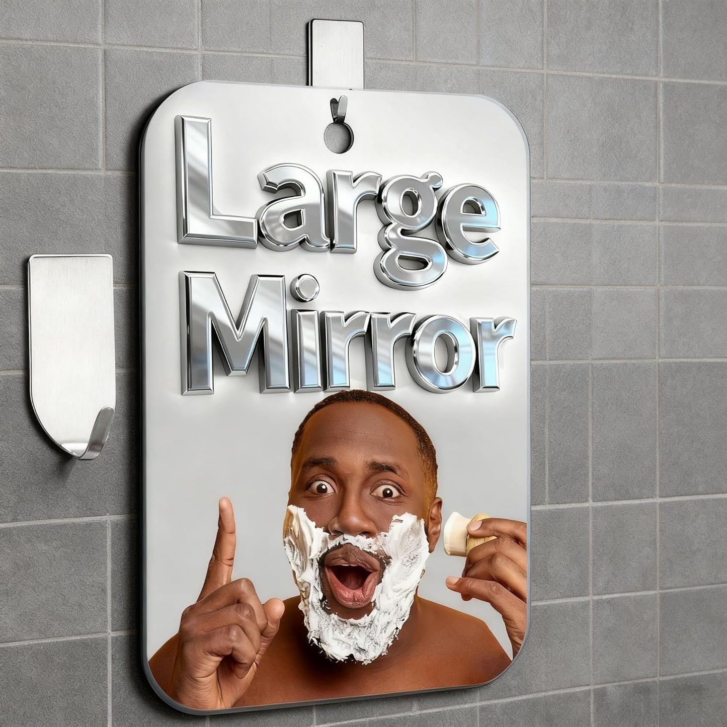 Shatterproof Fogless Shower Mirror - Large Anti-Fog Shaving Mirror | 11x8 in Waterproof Wall-Mounted Accessory