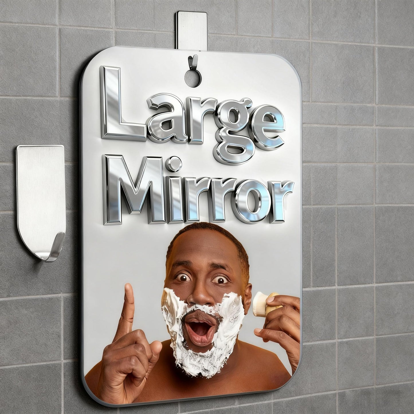 Shatterproof Shower Mirror Fogless for Shaving,(Small,1 Pcs in) Anti Fog Shaving Mirror No Fog Free Holder NO-Drilling Waterproof, Small Wall Mounted Bathroom Accessories Camping Hanging Men