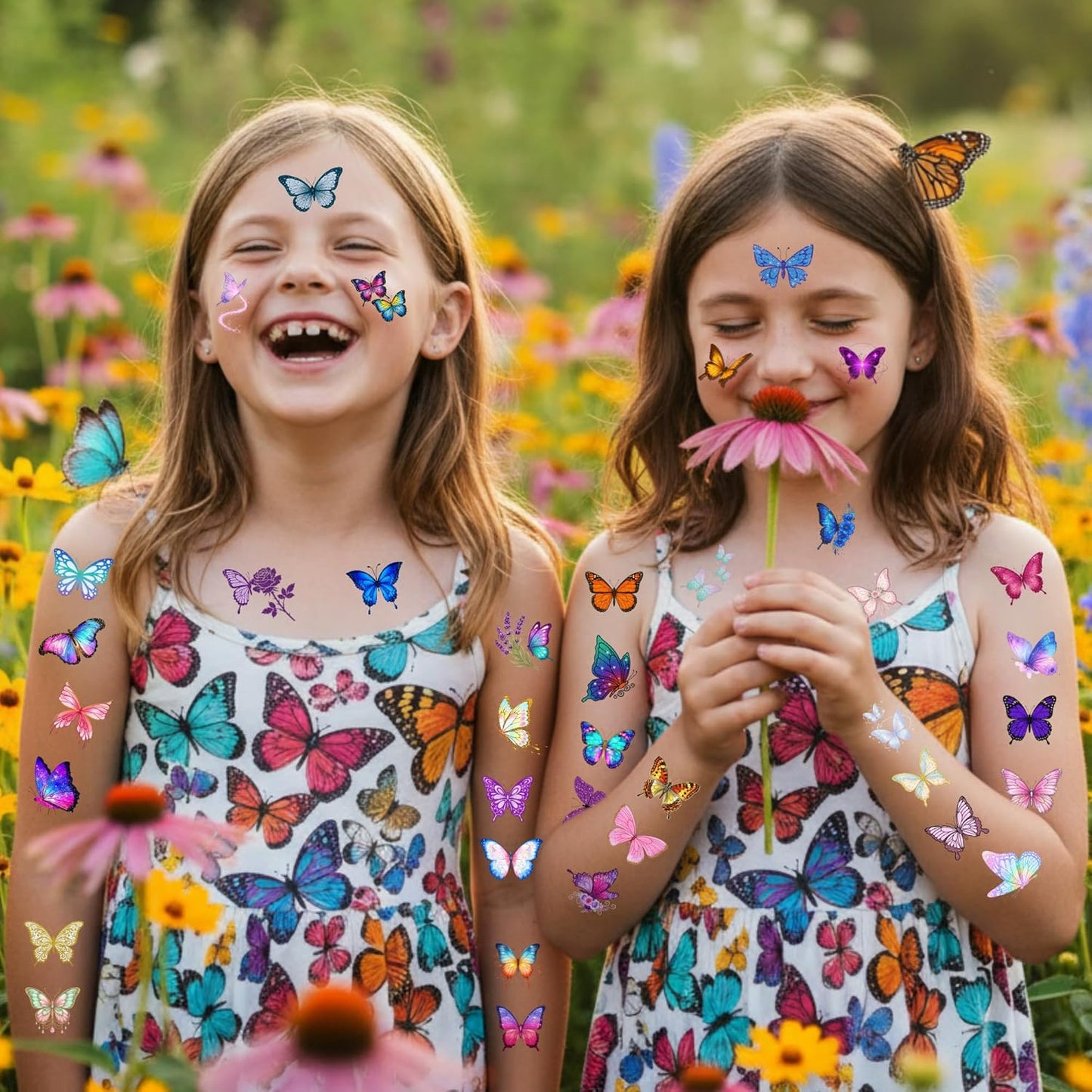 Glitter Butterfly Temporary Tattoos - Fun Party Favors for Kids & Teens | 60 Pre-Cut Stickers, Perfect for Birthday Celebrations