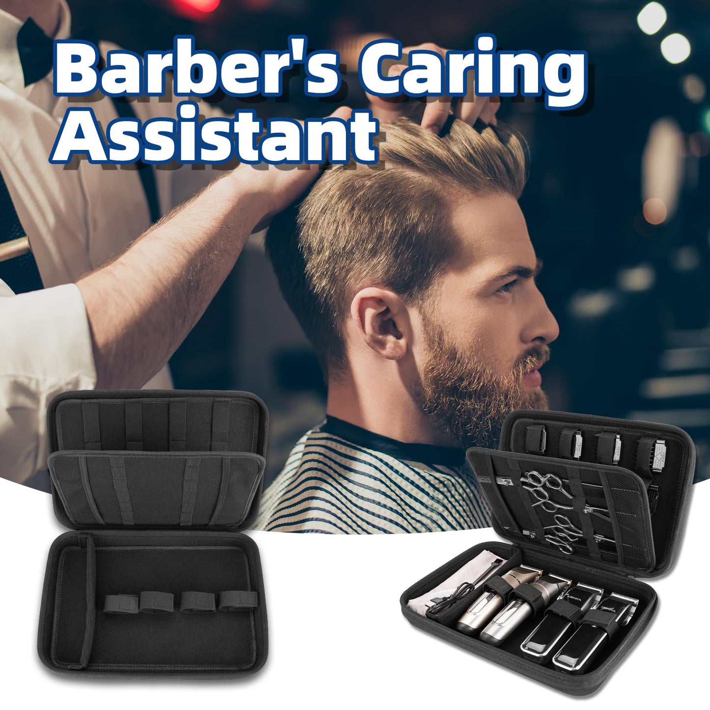 SMYV Barber Bags for Clippers and Supplies, Sturdy Clipper Storage Case for Barber Accessories, Hair Trimmer Organizer for Men Razor Guard Grooming Kits (Case Only)