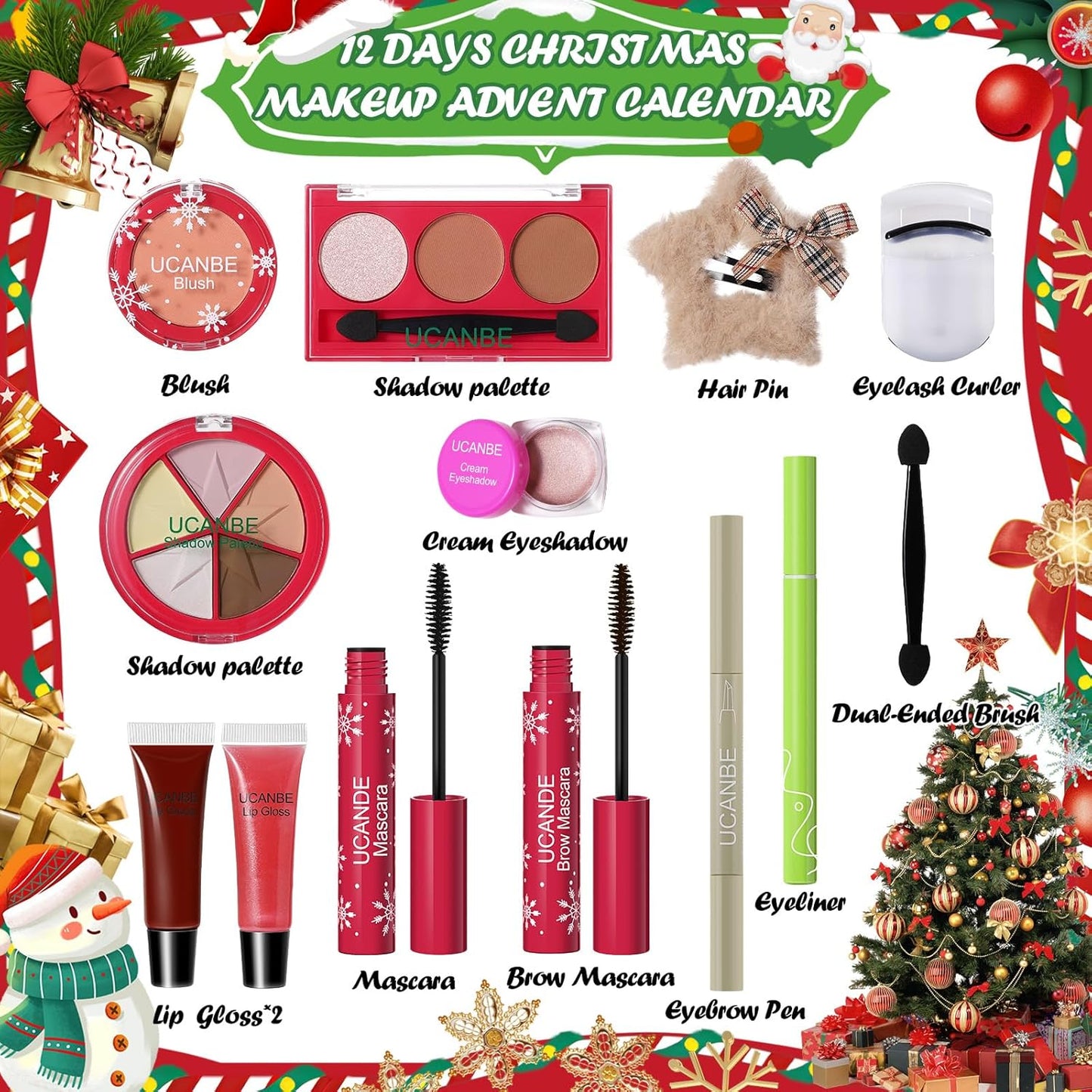 Makeup Advent Calendar 2025 - 12 Days of Christmas Countdown | Holiday Gift Set for Teens & Women