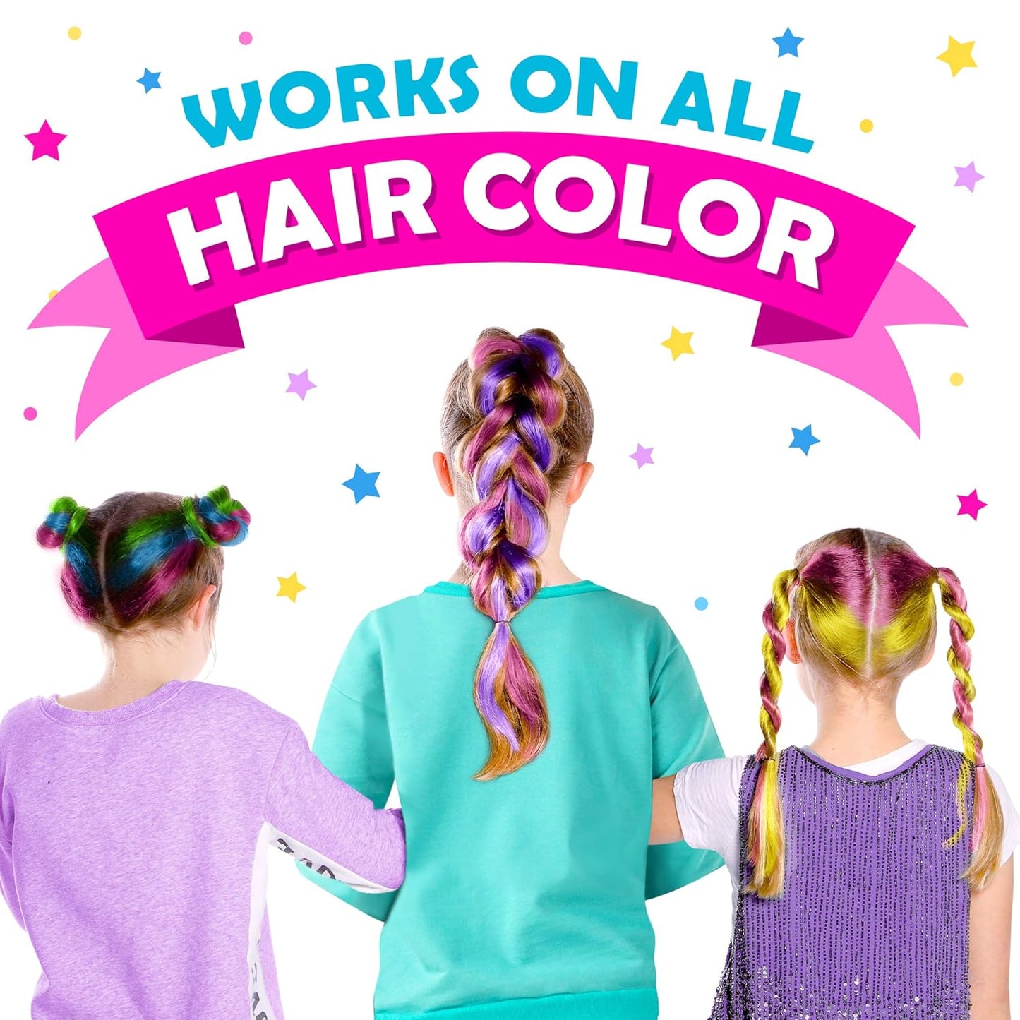 Hair Chalk Pens for Kids - 10-Pack Washable Temporary Color Set | Metallic & Vibrant Shades, Fun Creative Activity for Ages 7+