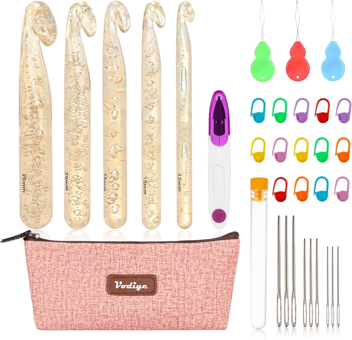 Ergonomic Crochet Hooks Set - 21 Sizes 0.5–10.0mm | Soft Grip Needles with Roll Bag for Comfort