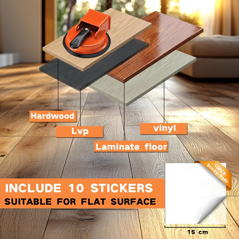 REXBETI Floor Gap Fixer Tool, Plank Gap Repair Kit, Upgraded Heavy Duty Suction Cup Laminate Flooring Tool, Widened Striking Face, 10pcs Sticky Pads for Fixer Laminate/Vinyl Flooring/Hardwood