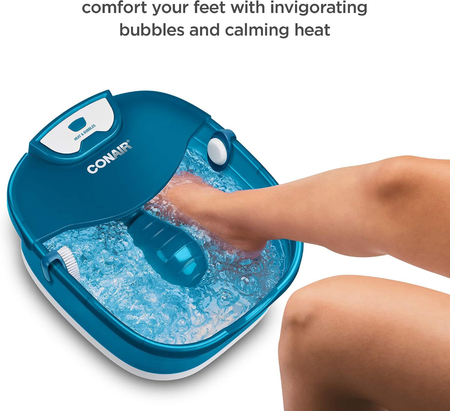 Conair Pedicure Foot Spa Bath - 104°F Heat, Massaging Rollers & Soothing Bubbles | Pumice Stone & Nail Brush Included