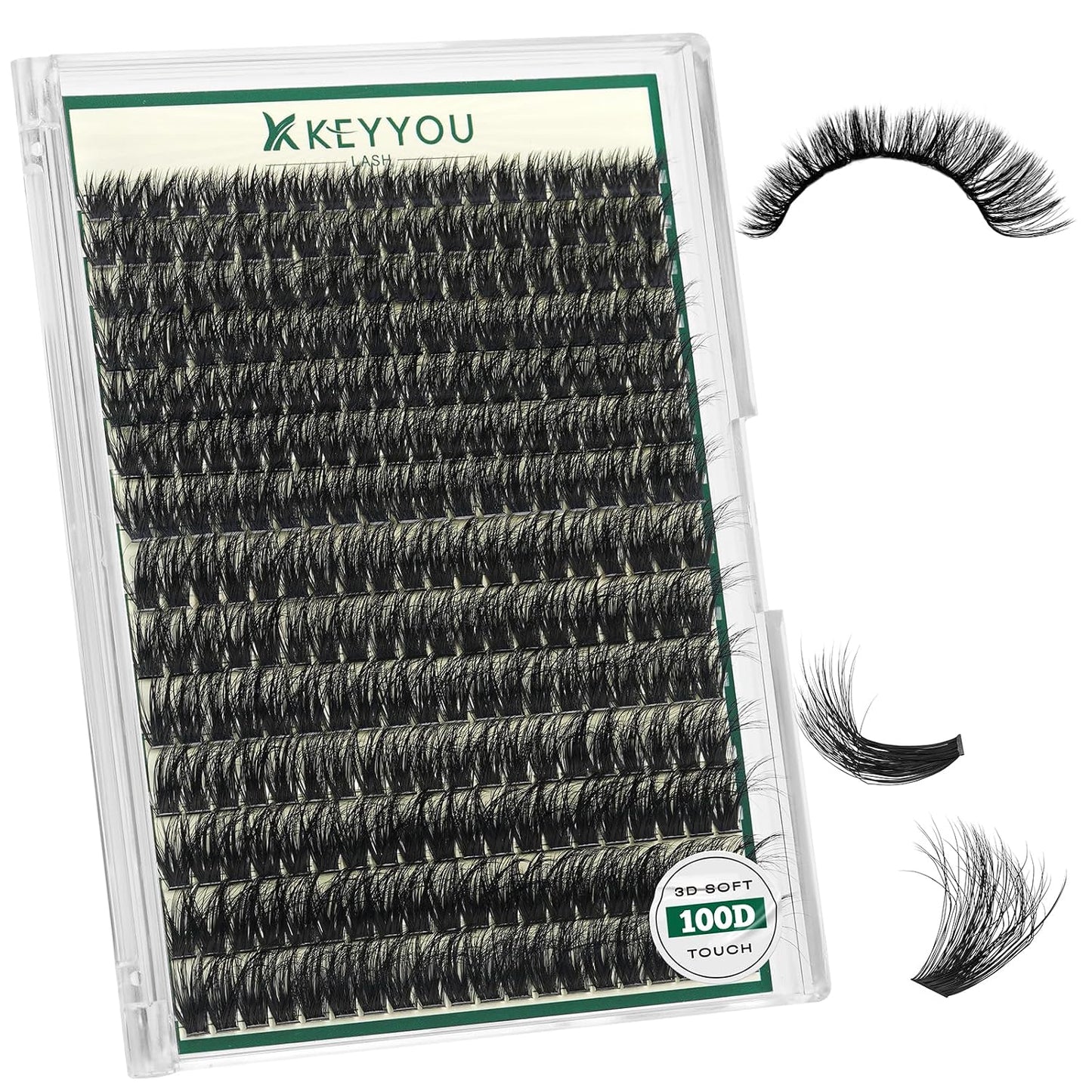 KEYYOU 3D Eyelash Clusters - 280pcs Wispy Volume Lashes | 80D D Curl, 9-18mm Mix