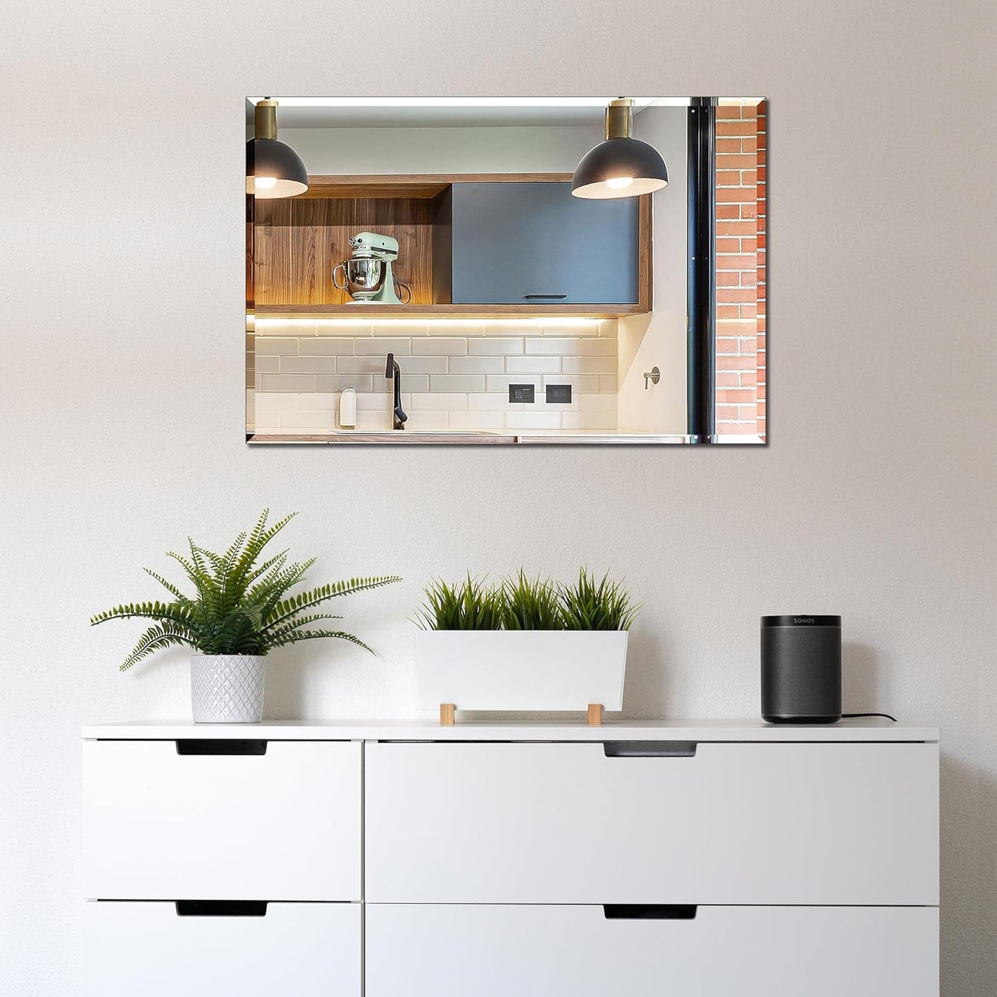 Frameless Bathroom Mirror - Rectangle Beveled Edge, Shatterproof Tempered Glass | 24" x 16" for Versatile Hanging