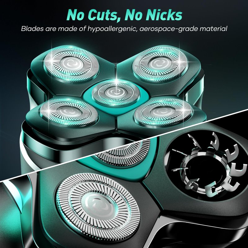 5D Head Shavers for Bald Men - Kensen 2025 Upgraded Large Hair Chamber Bald Head Shavers for Men, Best Head Razors for Bald Mens Waterproof USB-C Cordless 160min for Home Office Travel