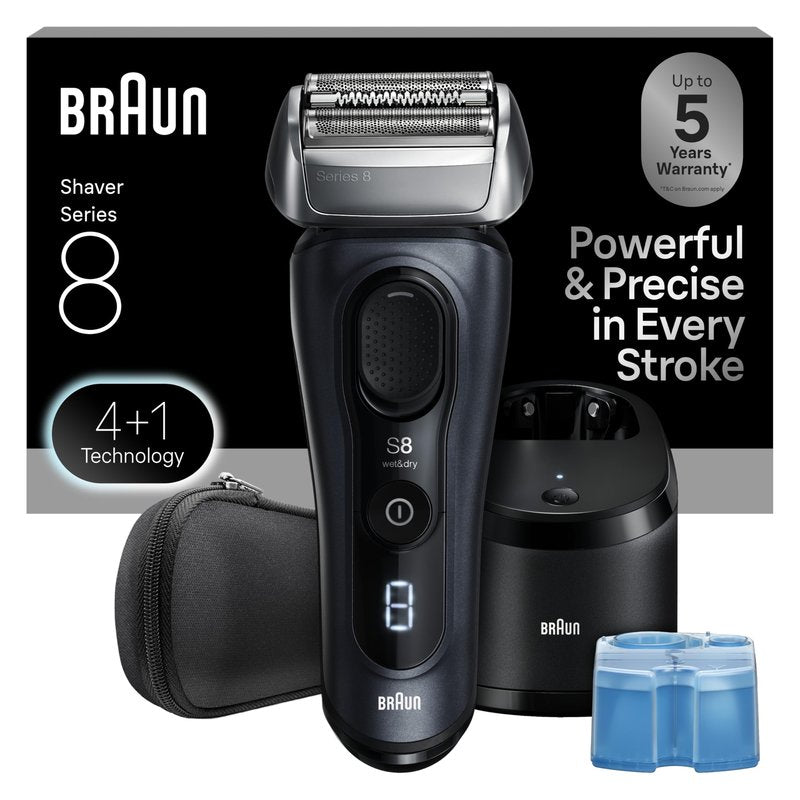 Braun Series 8 8560cc Electric Razor for Men, 4+1 Shaving Elements & Precision Long Hair Trimmer, 5in1 SmartCare Center, Close & Gentle Even on Dense Beards, Wet & Dry Electric Razor, 60min Runtime